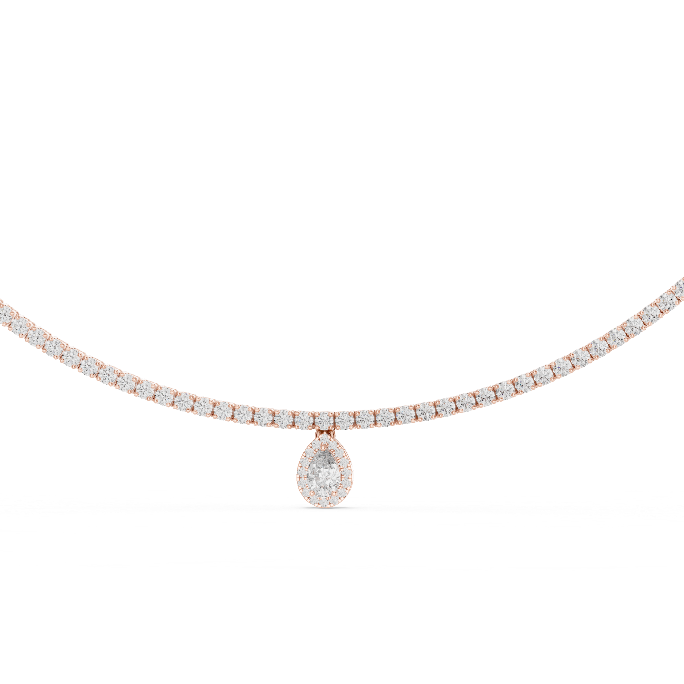 Lab-Grown Diamond Tennis Necklace with Pear Drop