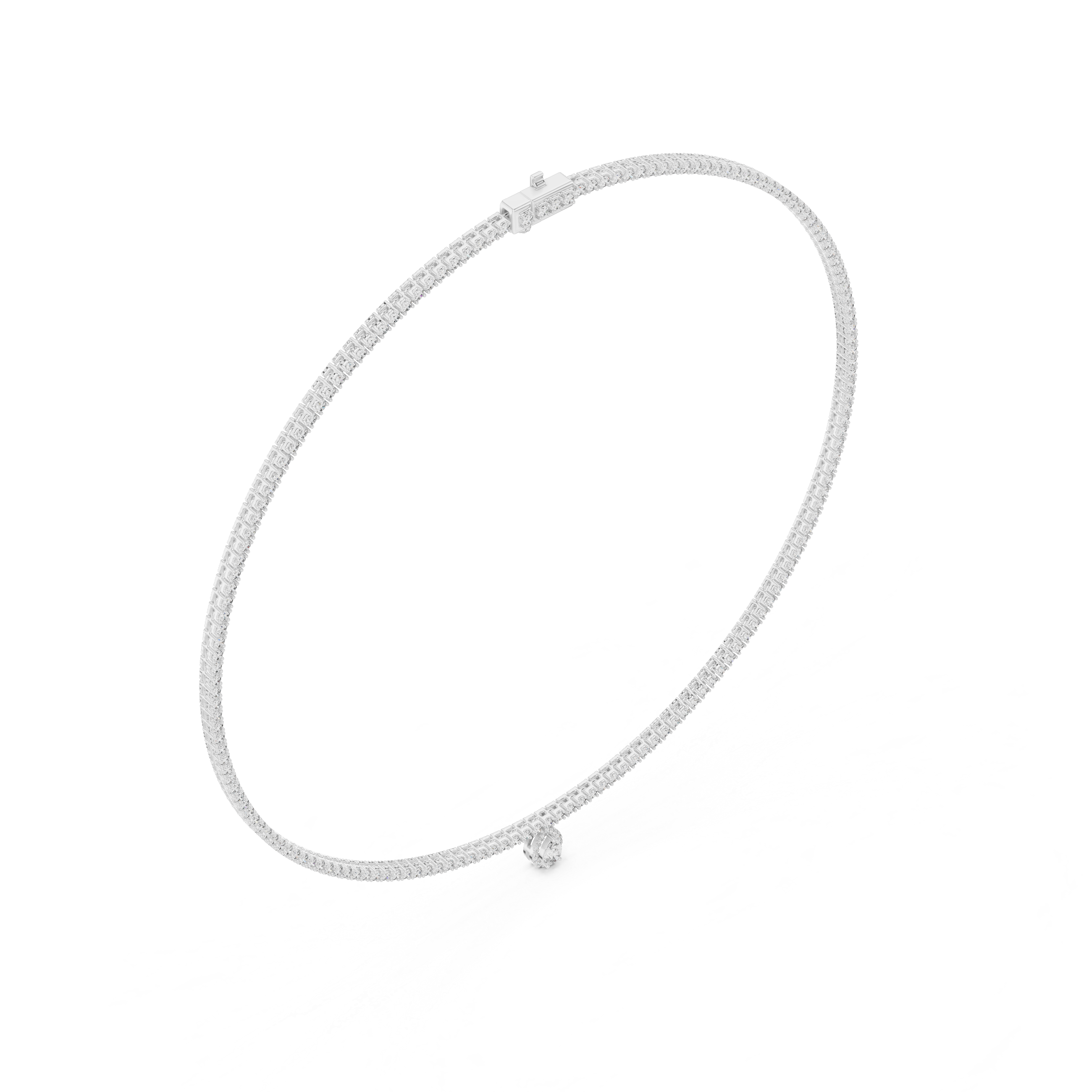 Lab-Grown Diamond Tennis Necklace with Pear Drop