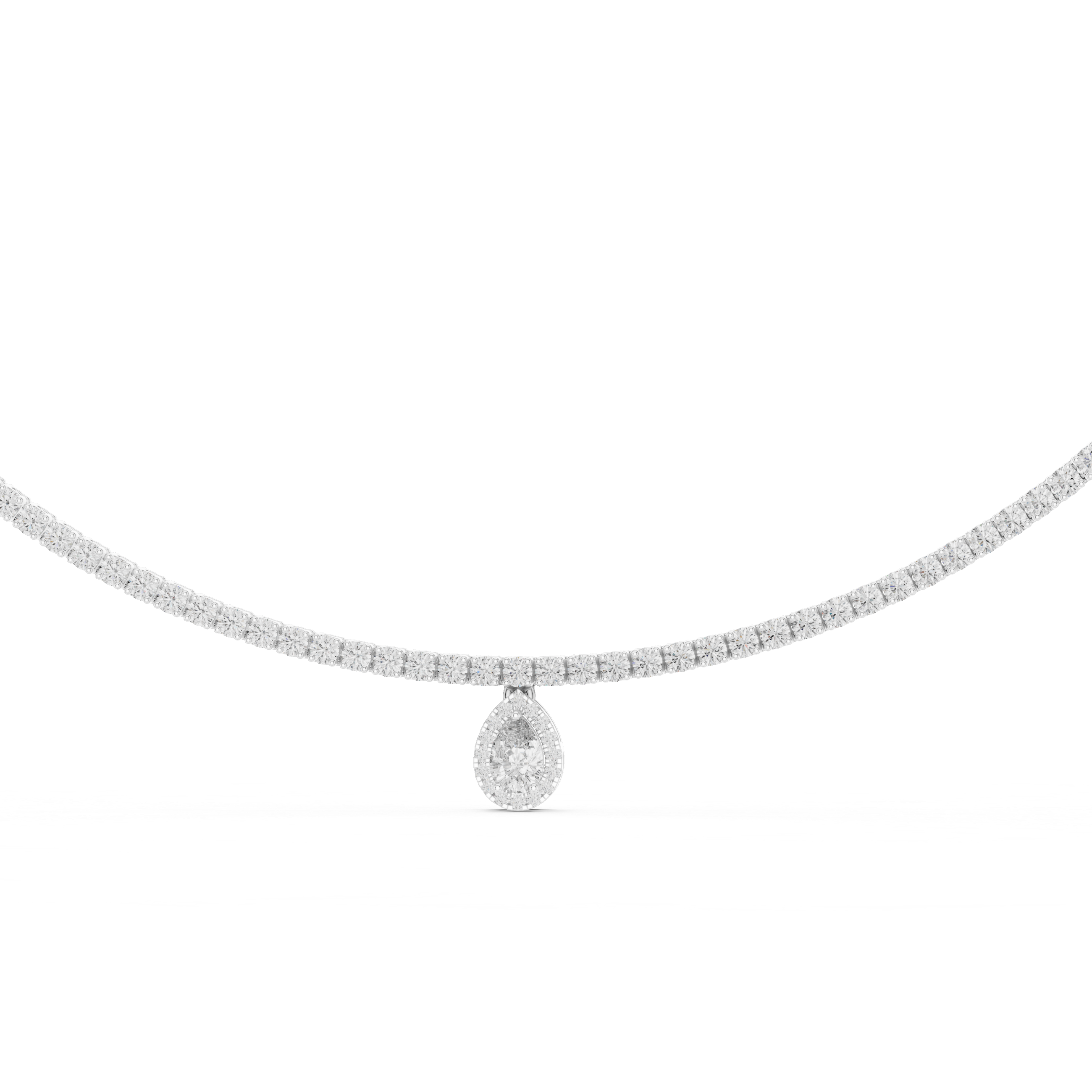 Lab-Grown Diamond Tennis Necklace with Pear Drop
