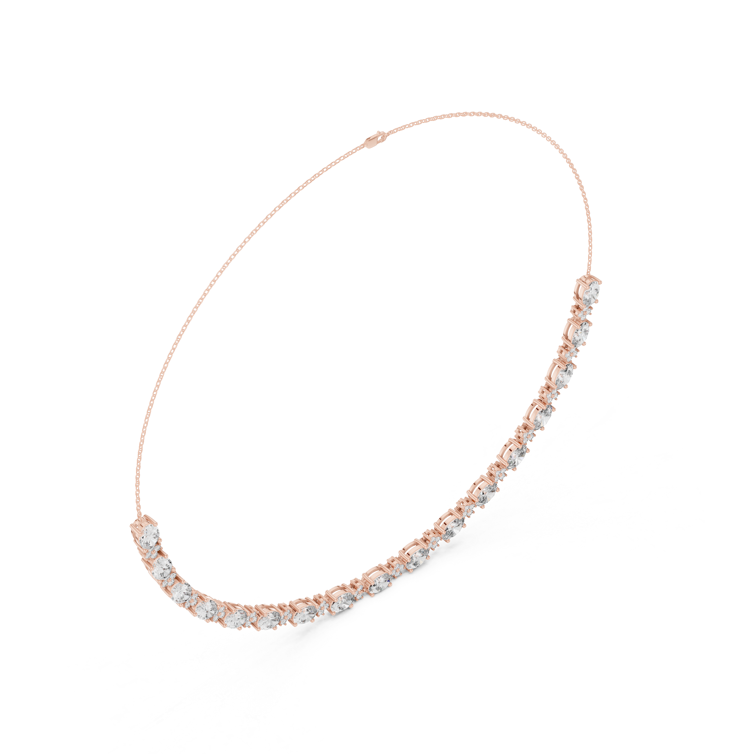 Graduated Round Lab-Grown Diamond Tennis Necklace