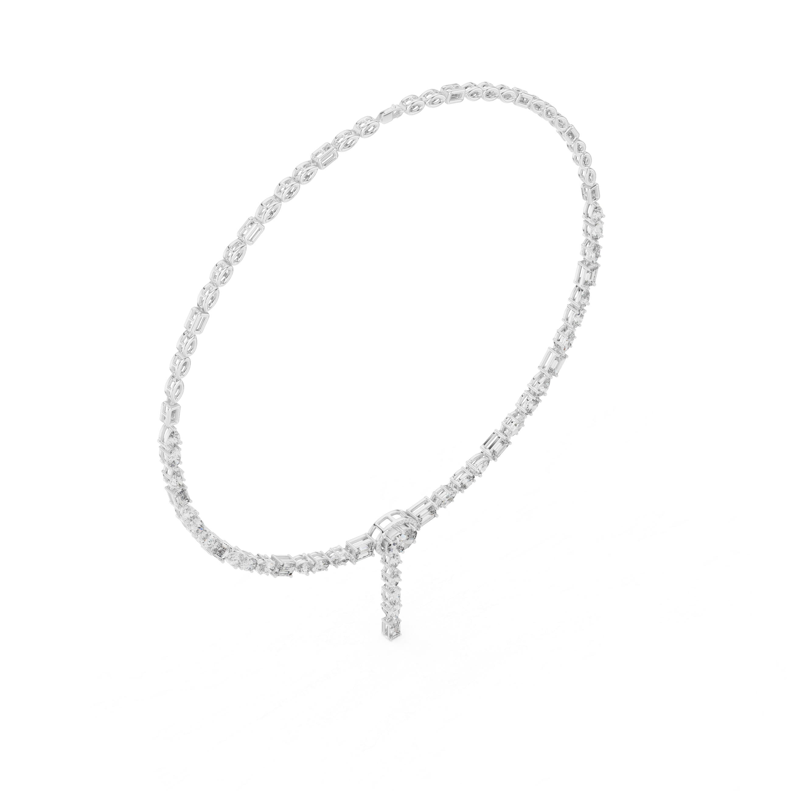 Mixed-Shape Lab-Grown Diamond Halo Y-Necklace