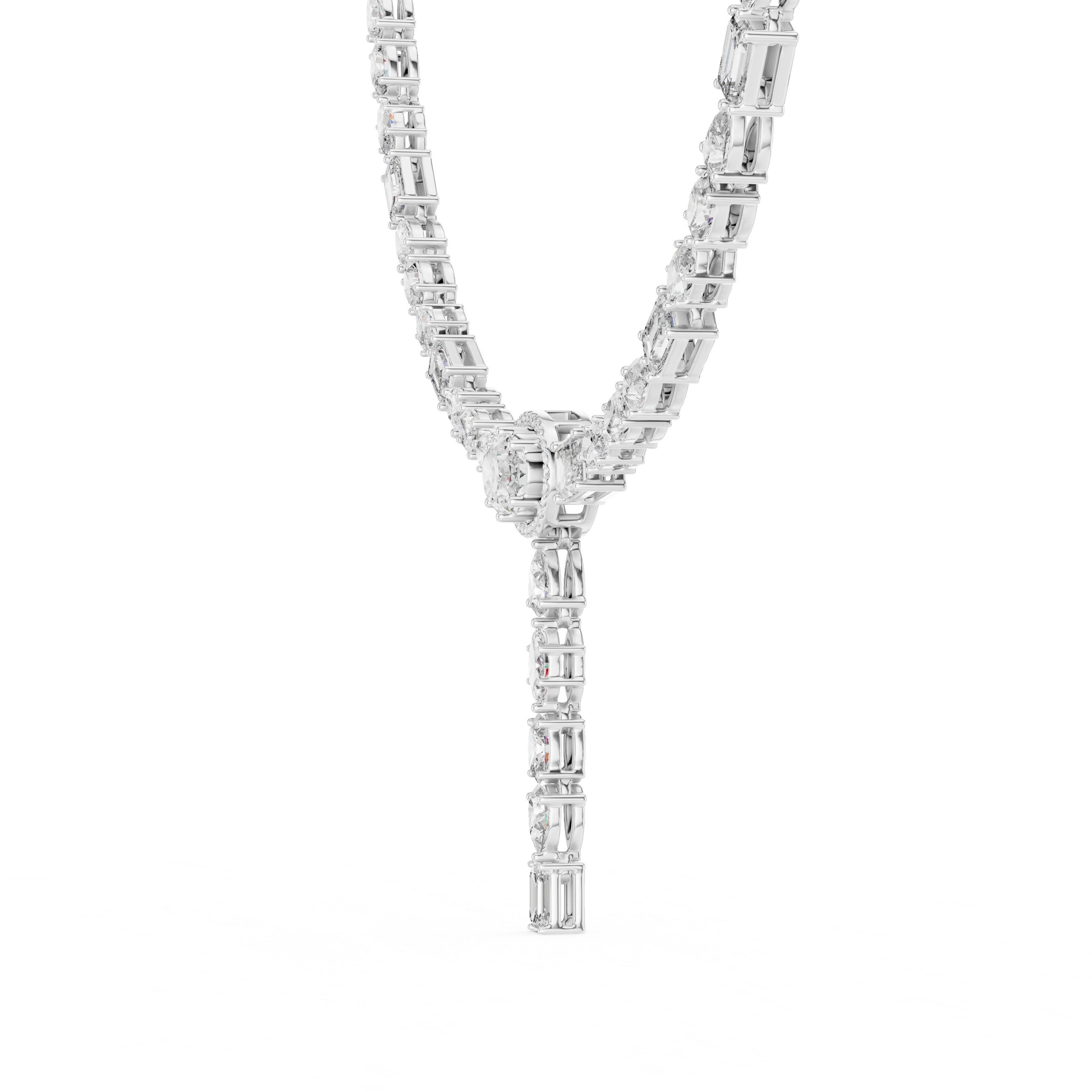 Mixed-Shape Lab-Grown Diamond Halo Y-Necklace