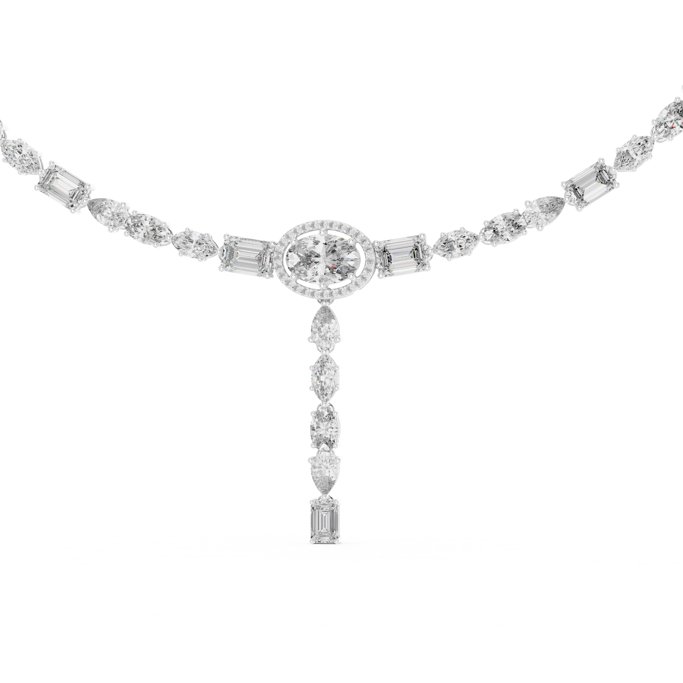 Mixed-Shape Lab-Grown Diamond Halo Y-Necklace