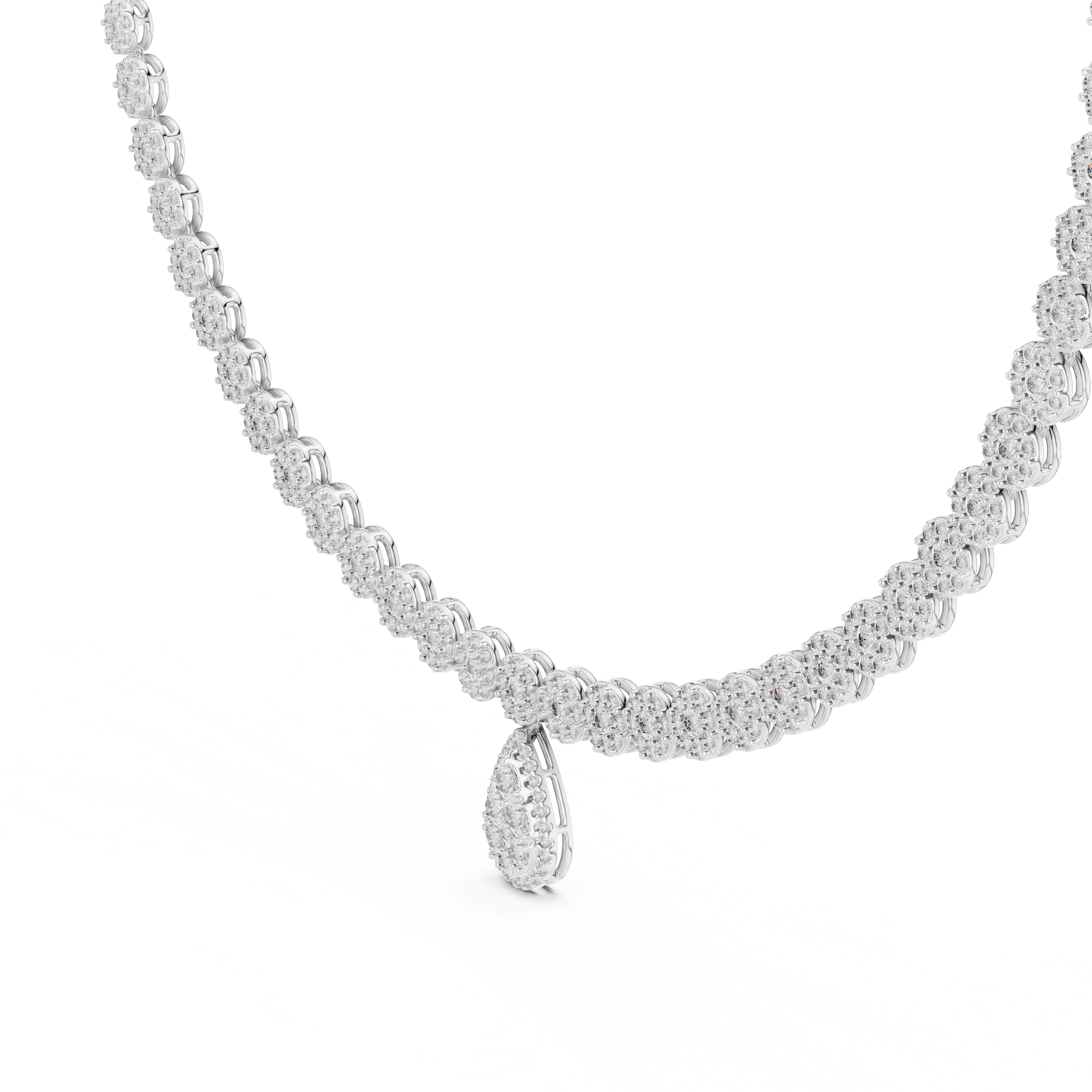 Lab-Grown Diamond Cluster Necklace with Pear Drop