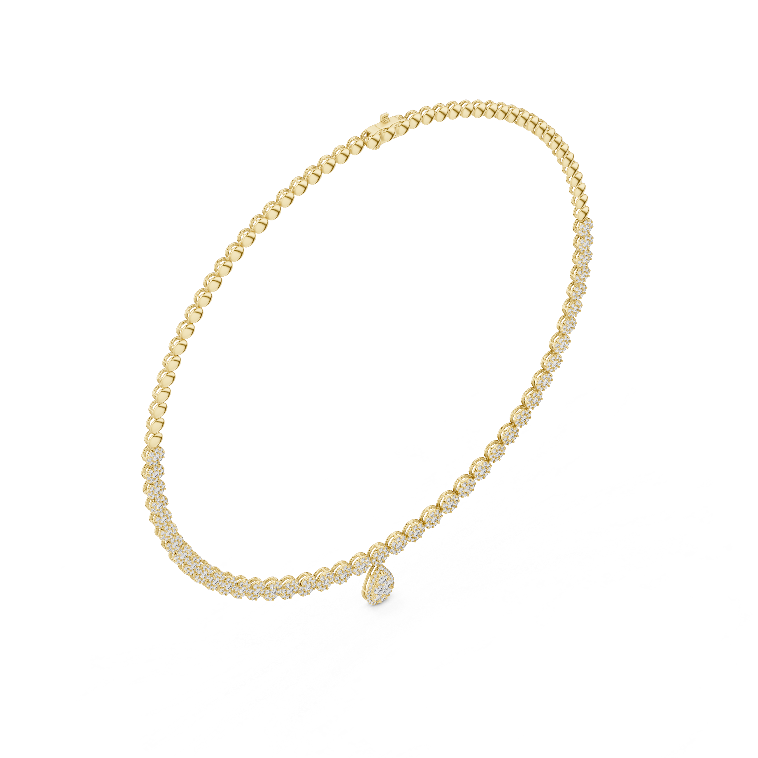 Lab-Grown Diamond Cluster Necklace with Pear Drop