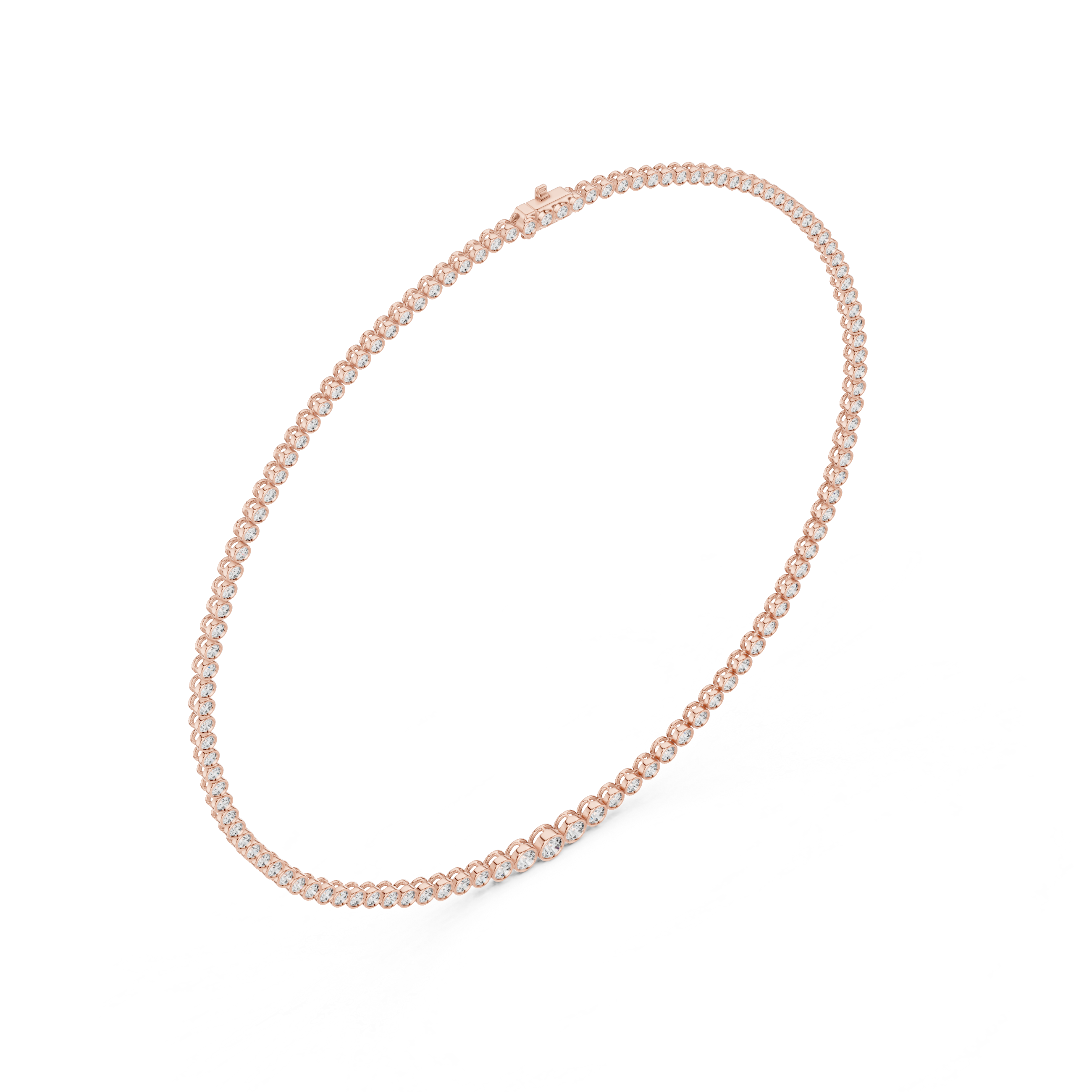 Bezel-Set Round Lab-Grown Diamond Tennis Necklace