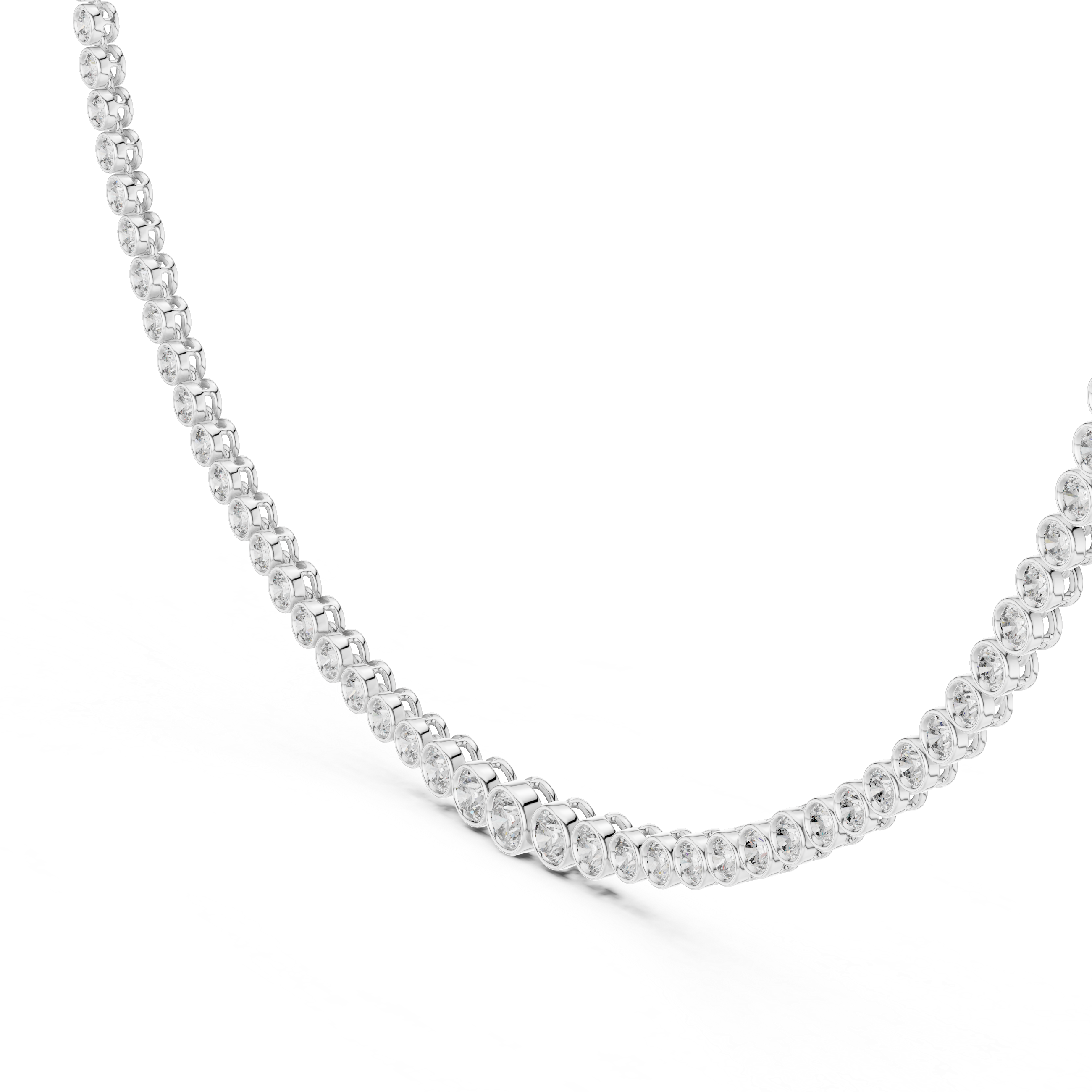 Bezel-Set Round Lab-Grown Diamond Tennis Necklace