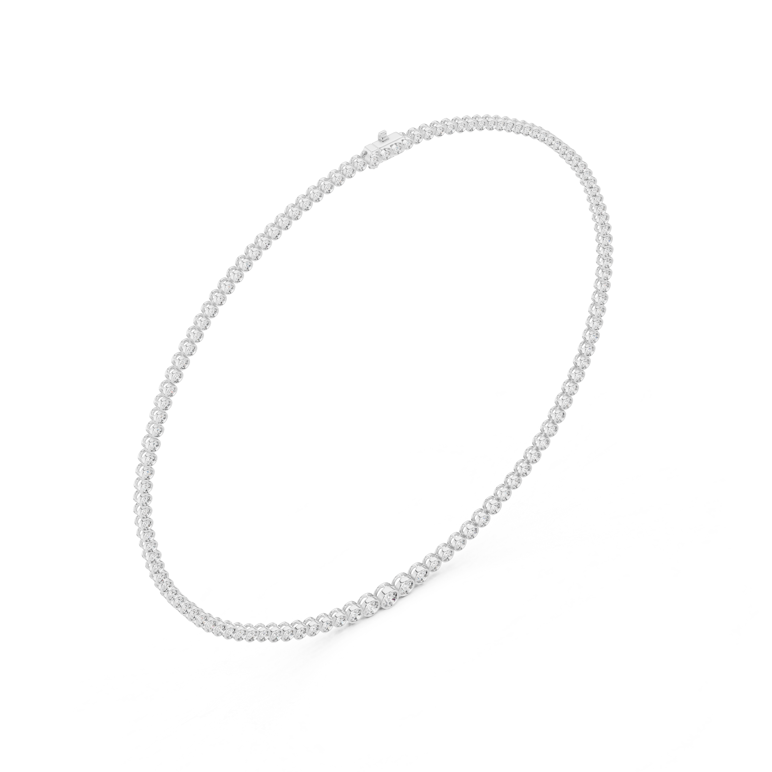 Bezel-Set Round Lab-Grown Diamond Tennis Necklace