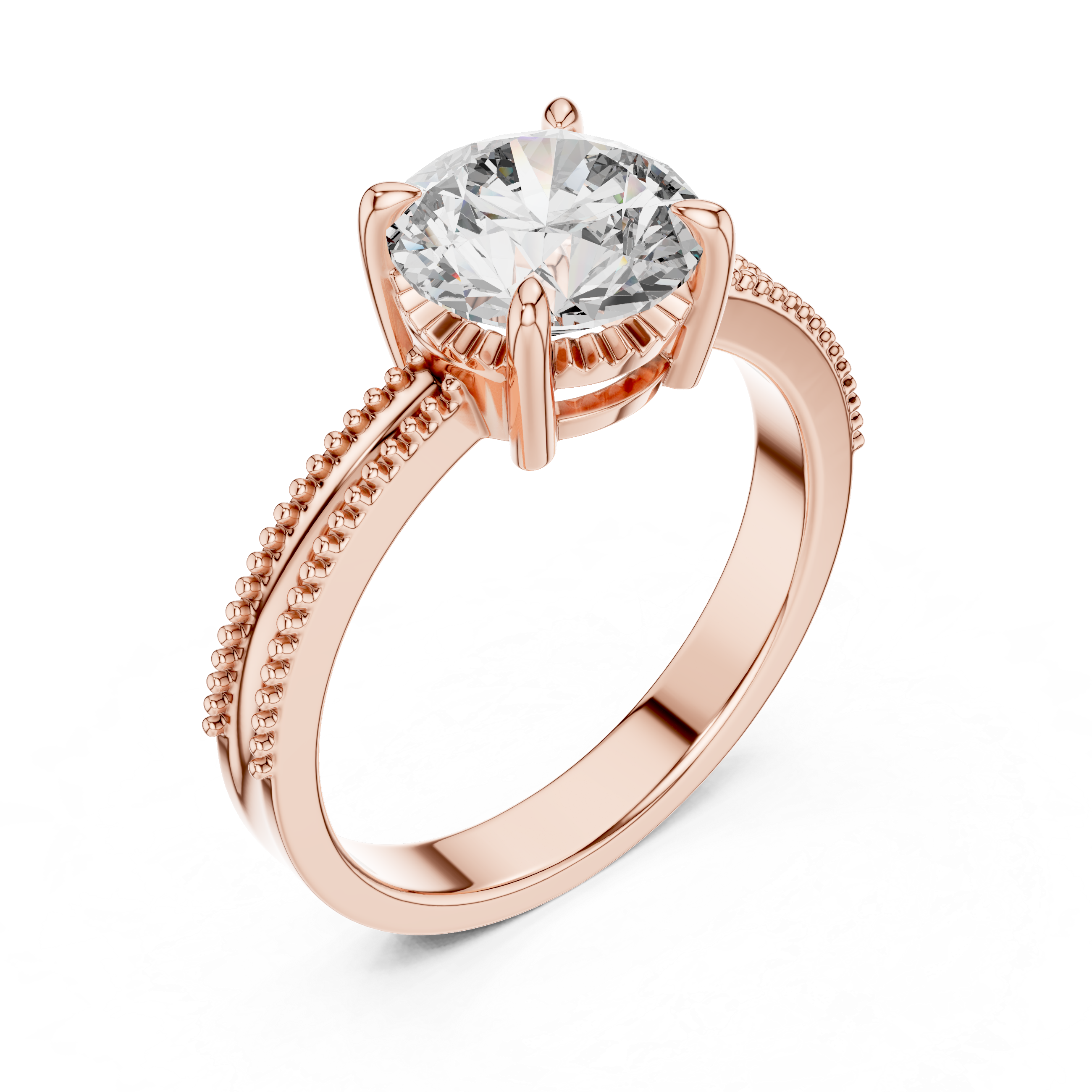 Classic Pavé Round Solitaire Engagement Ring – Design LR-0024