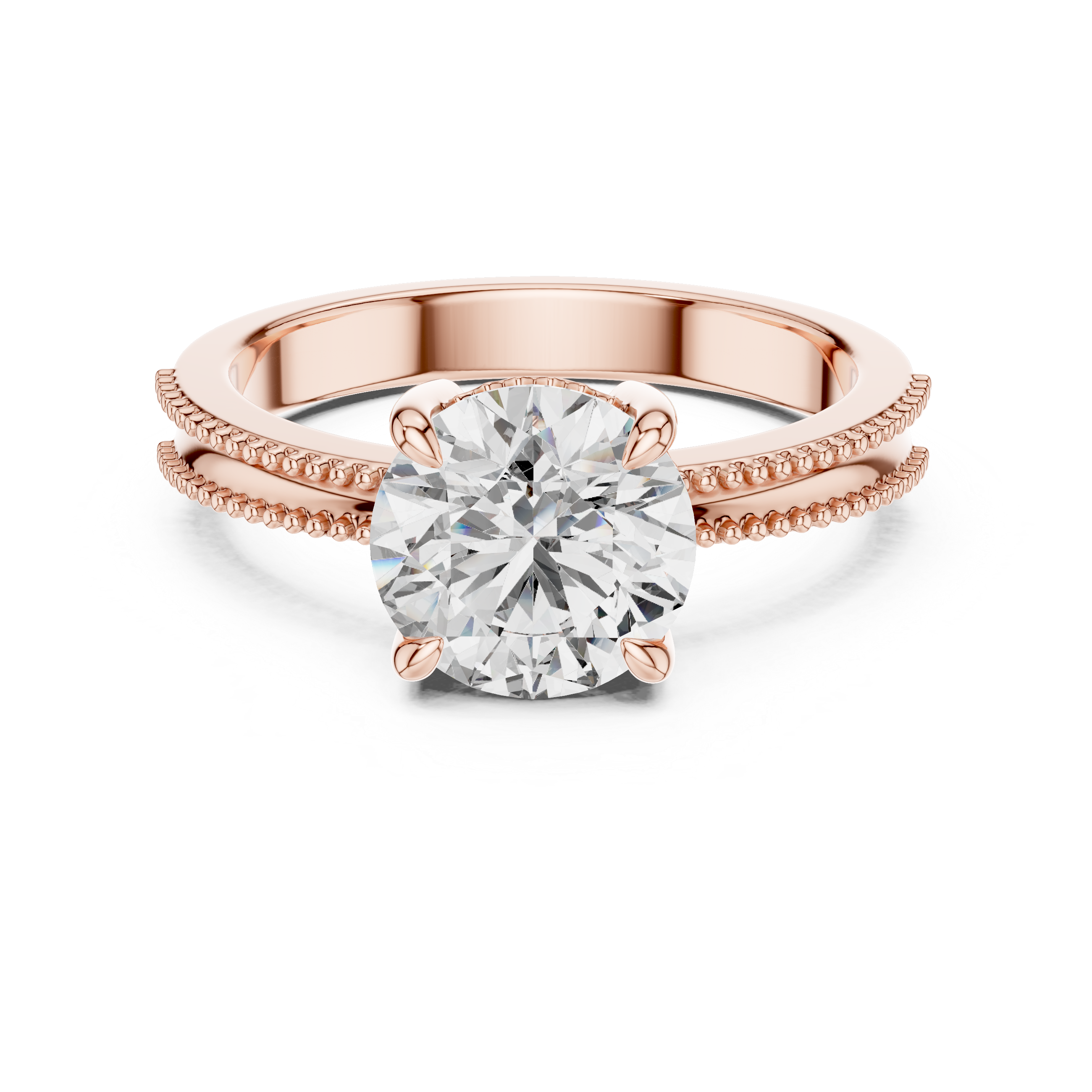 Classic Pavé Round Solitaire Engagement Ring – Design LR-0024