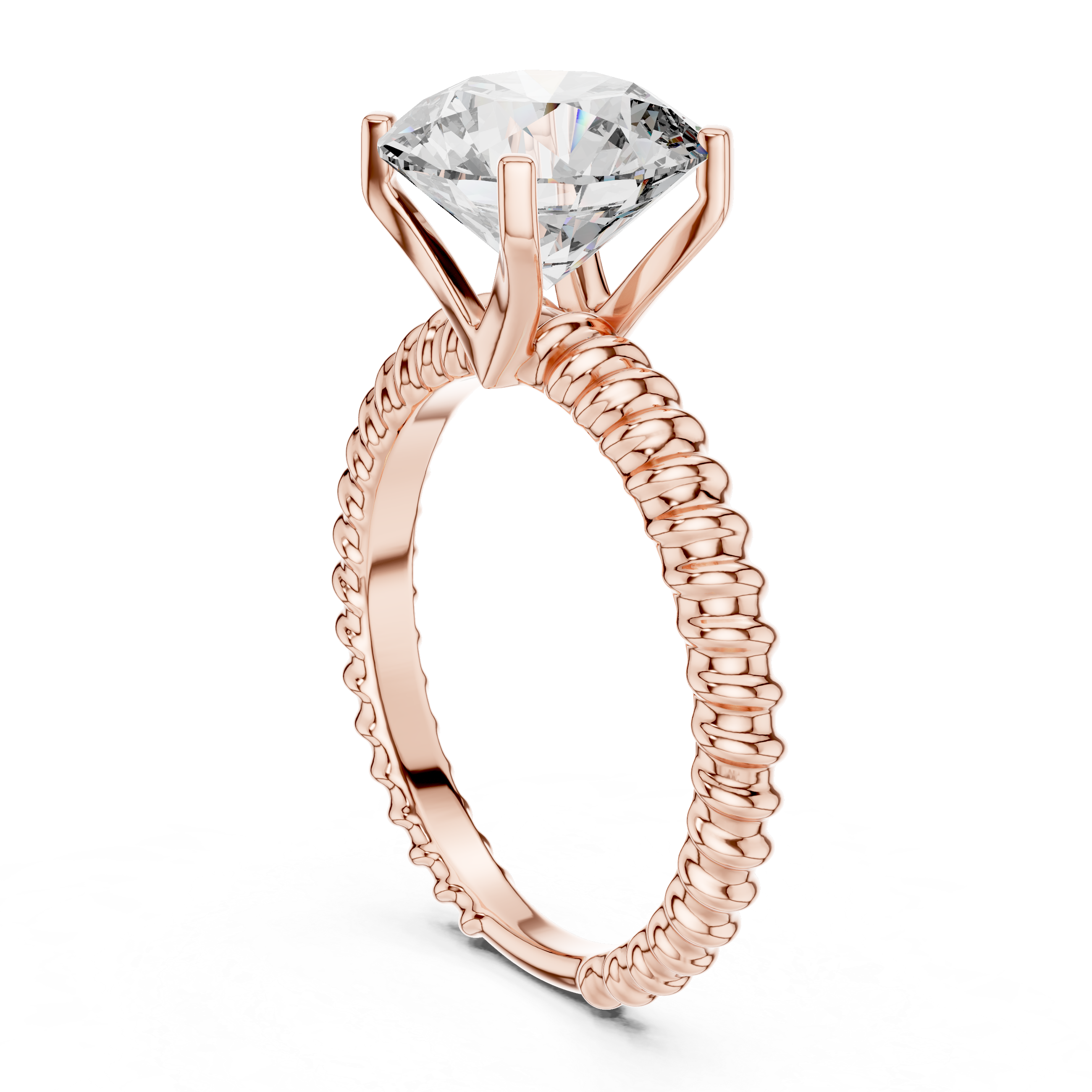 Rope-Texture Round Solitaire Engagement Ring – Design LR-0026