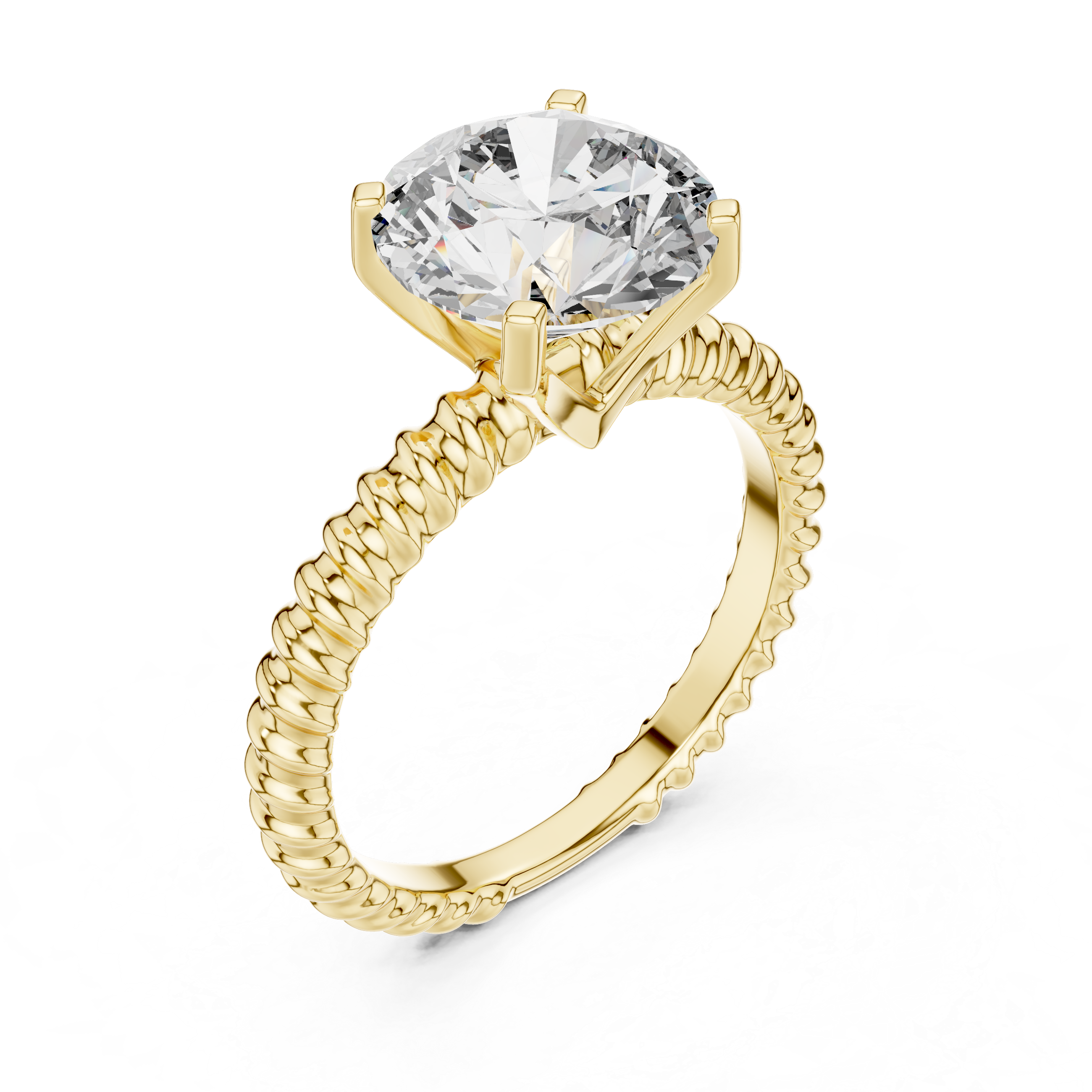 Rope-Texture Round Solitaire Engagement Ring – Design LR-0026