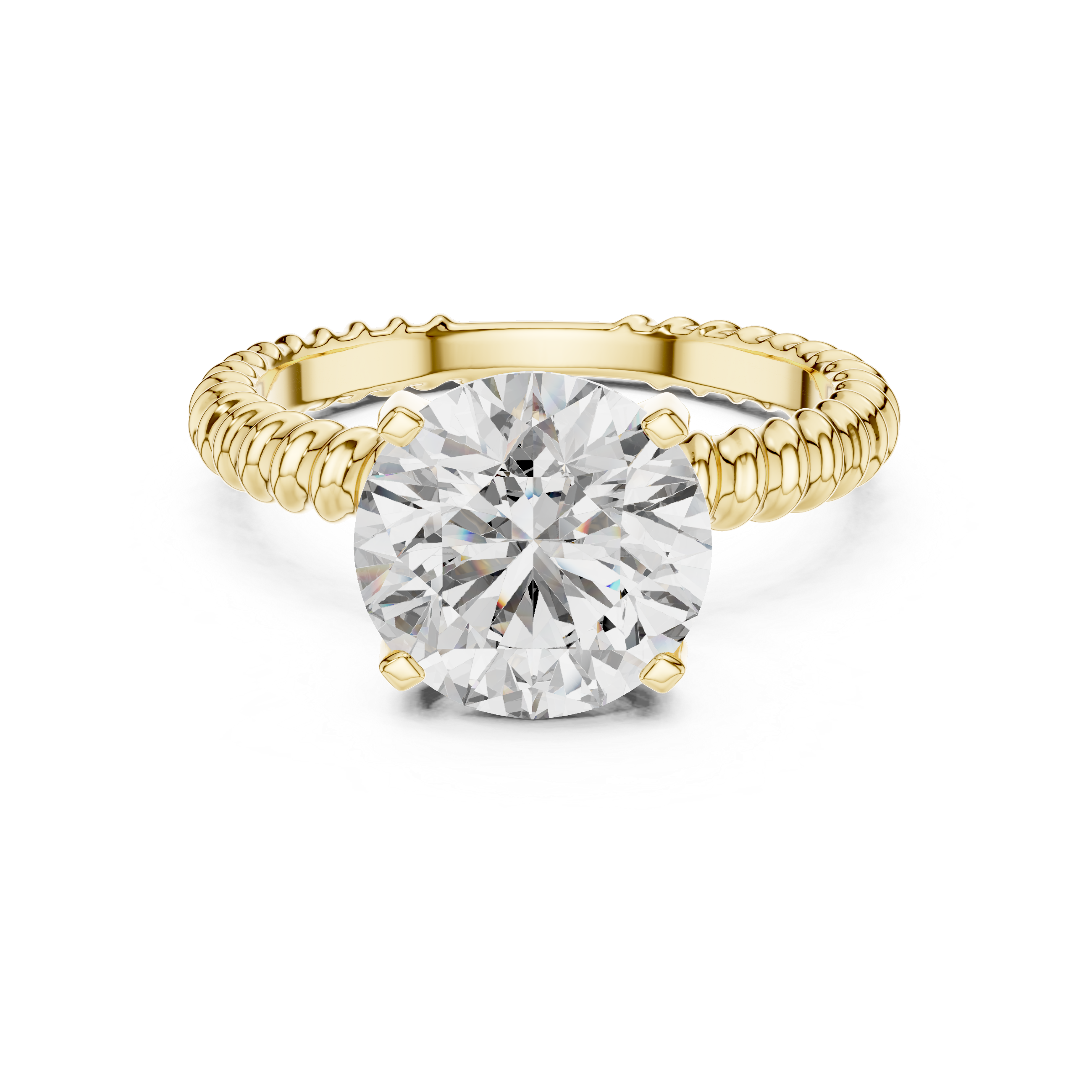 Rope-Texture Round Solitaire Engagement Ring – Design LR-0026