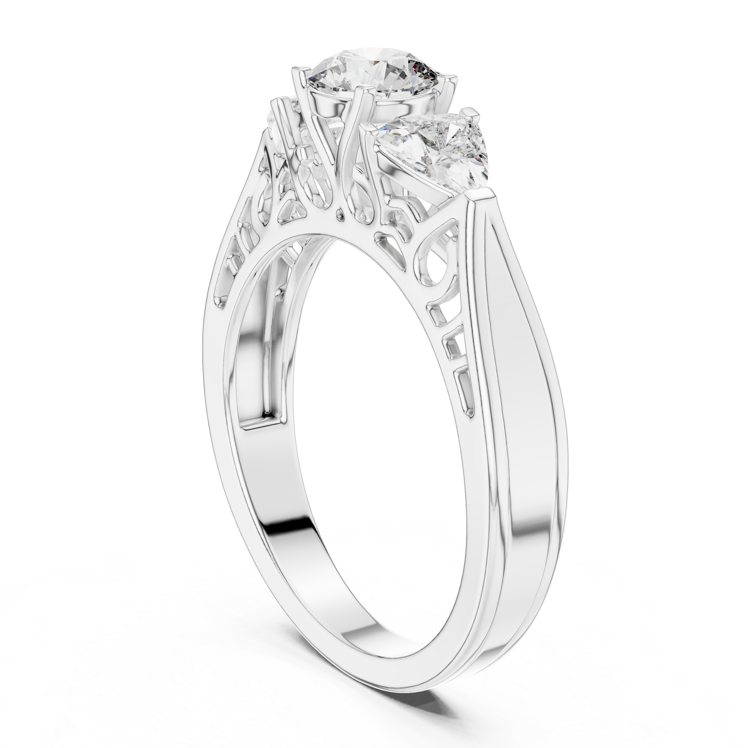 Vintage Three-Stone Round Diamond Engagement Ring – Design LR-0029