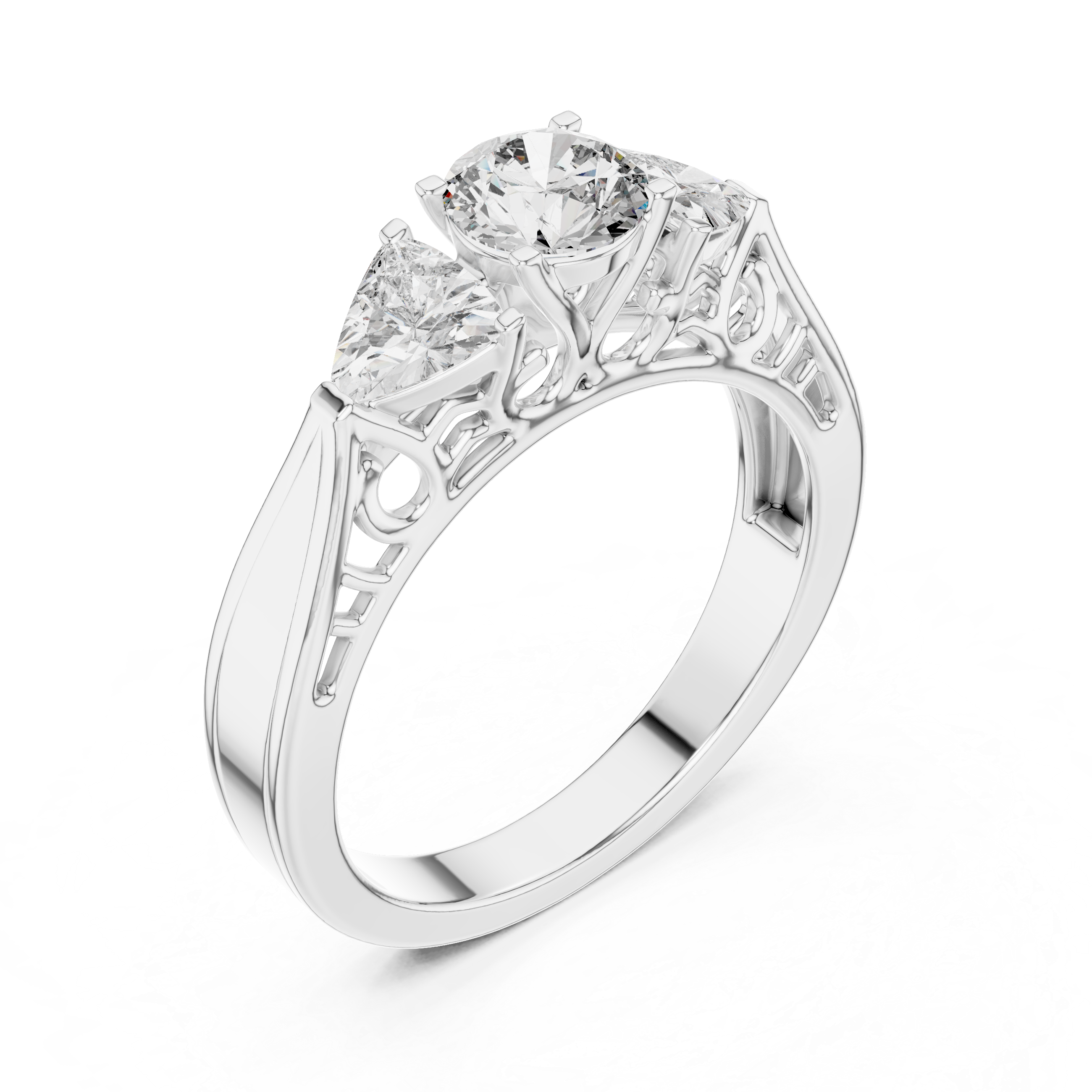 Vintage Three-Stone Round Diamond Engagement Ring – Design LR-0029
