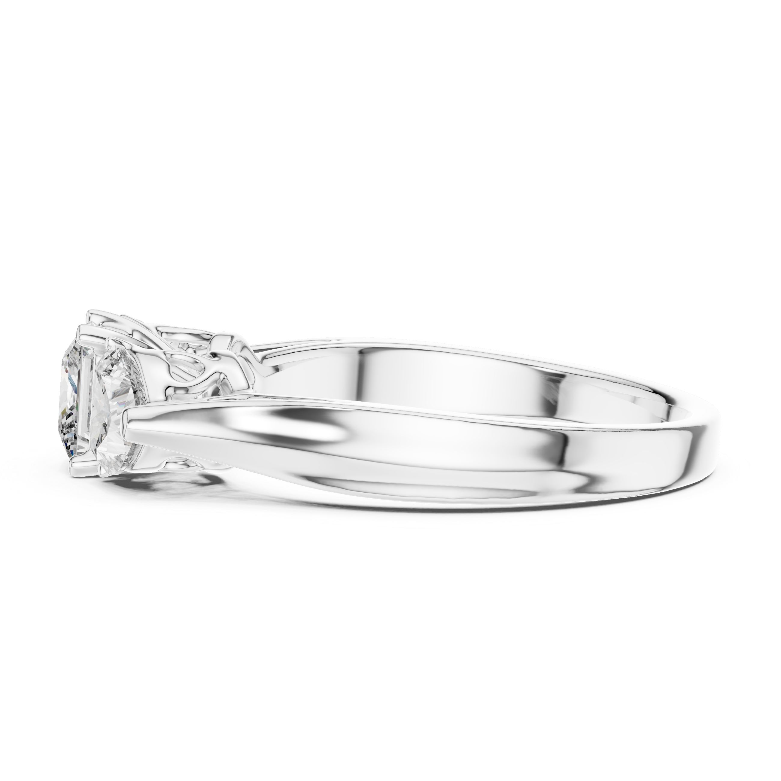 Three-Stone Princess-Cut Diamond Engagement Ring – Design LR-0030