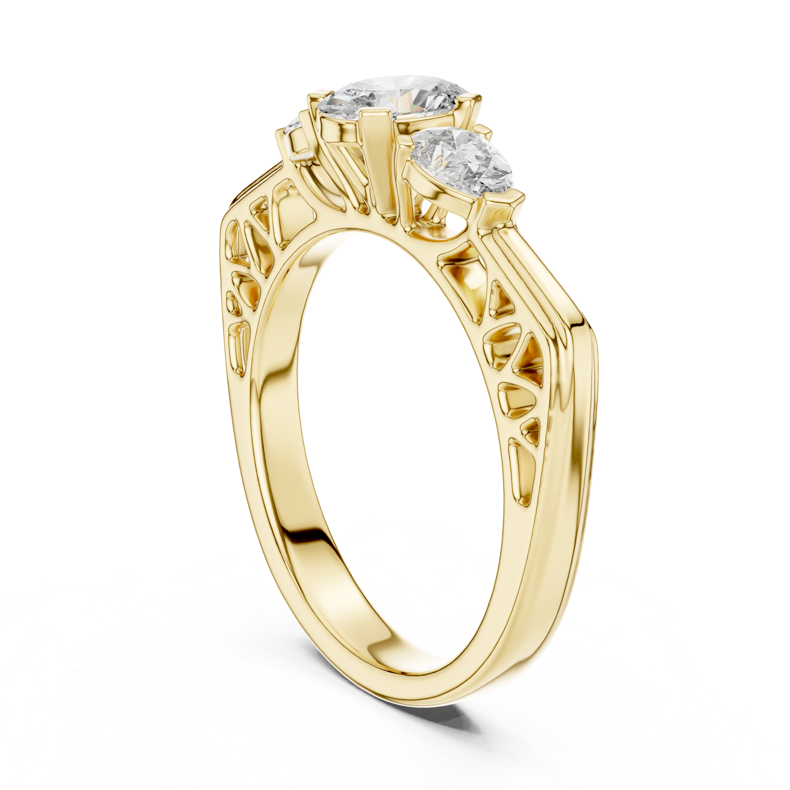 Three-Stone Pear Diamond Engagement Ring – Design LR-0031