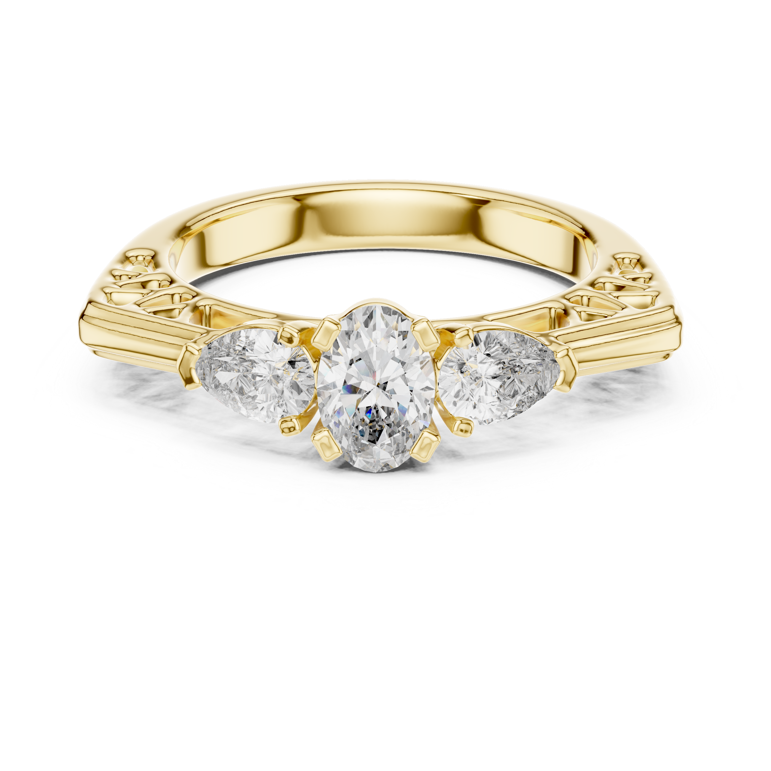 Three-Stone Pear Diamond Engagement Ring – Design LR-0031