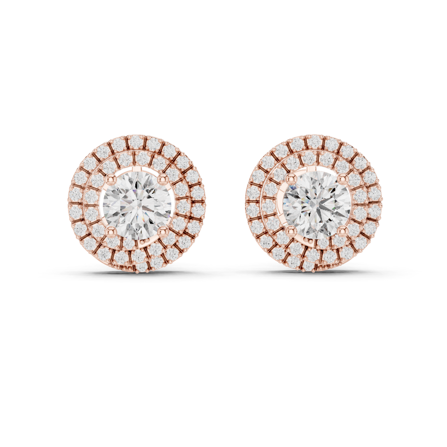 Pear Double Halo Lab-Grown Diamond Stud Earrings