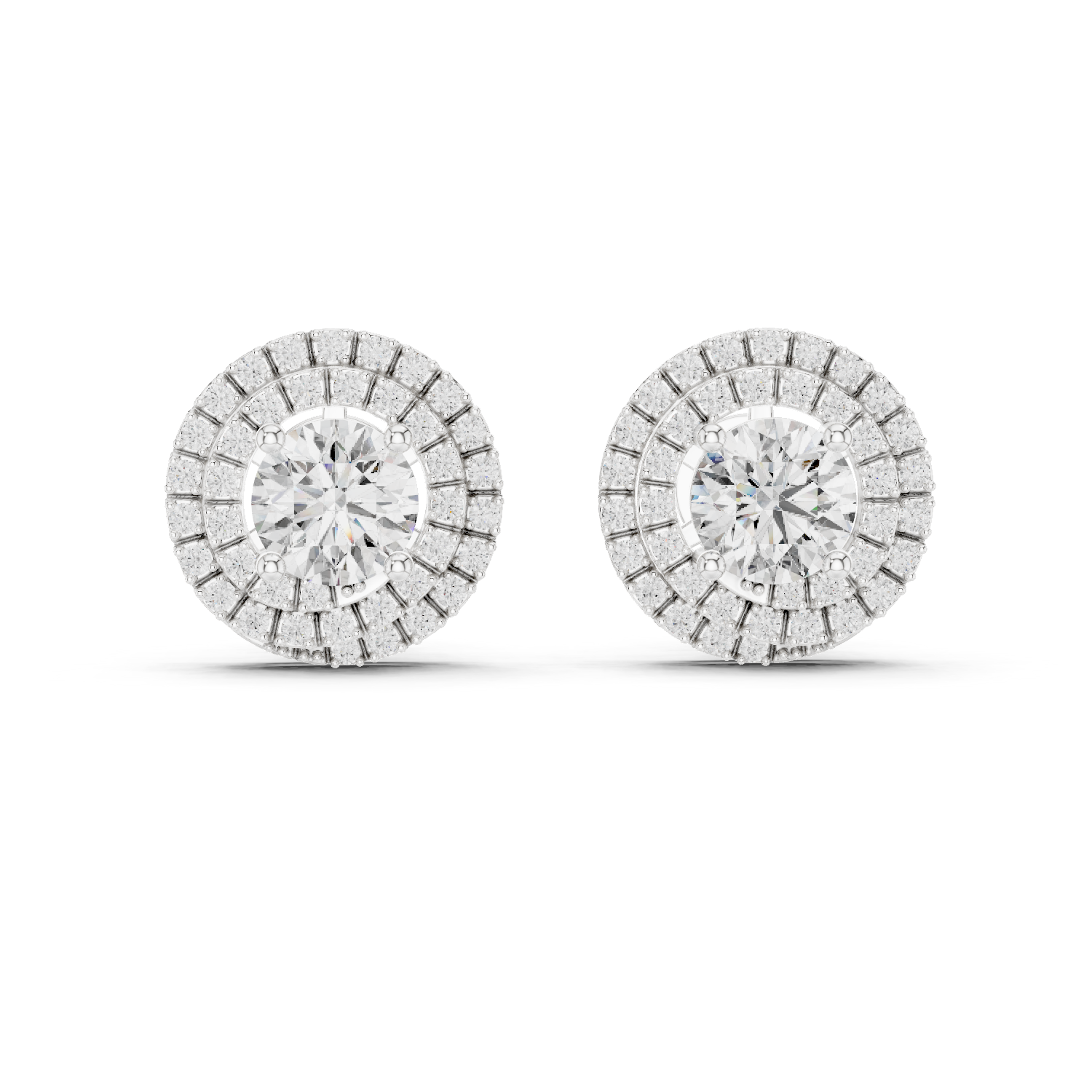 Pear Double Halo Lab-Grown Diamond Stud Earrings