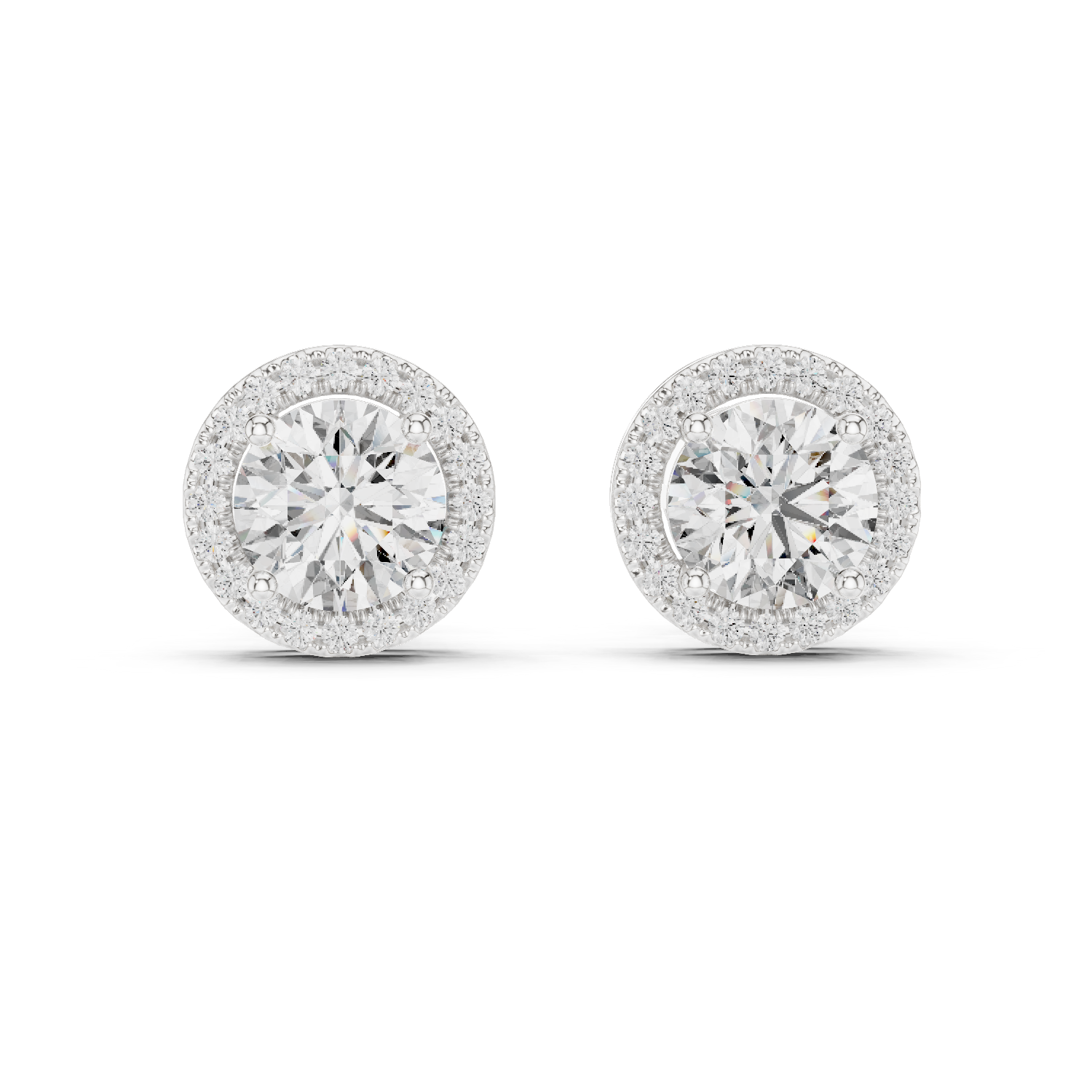 Emerald-Cut Floral Halo Lab-Grown Diamond Stud Earrings