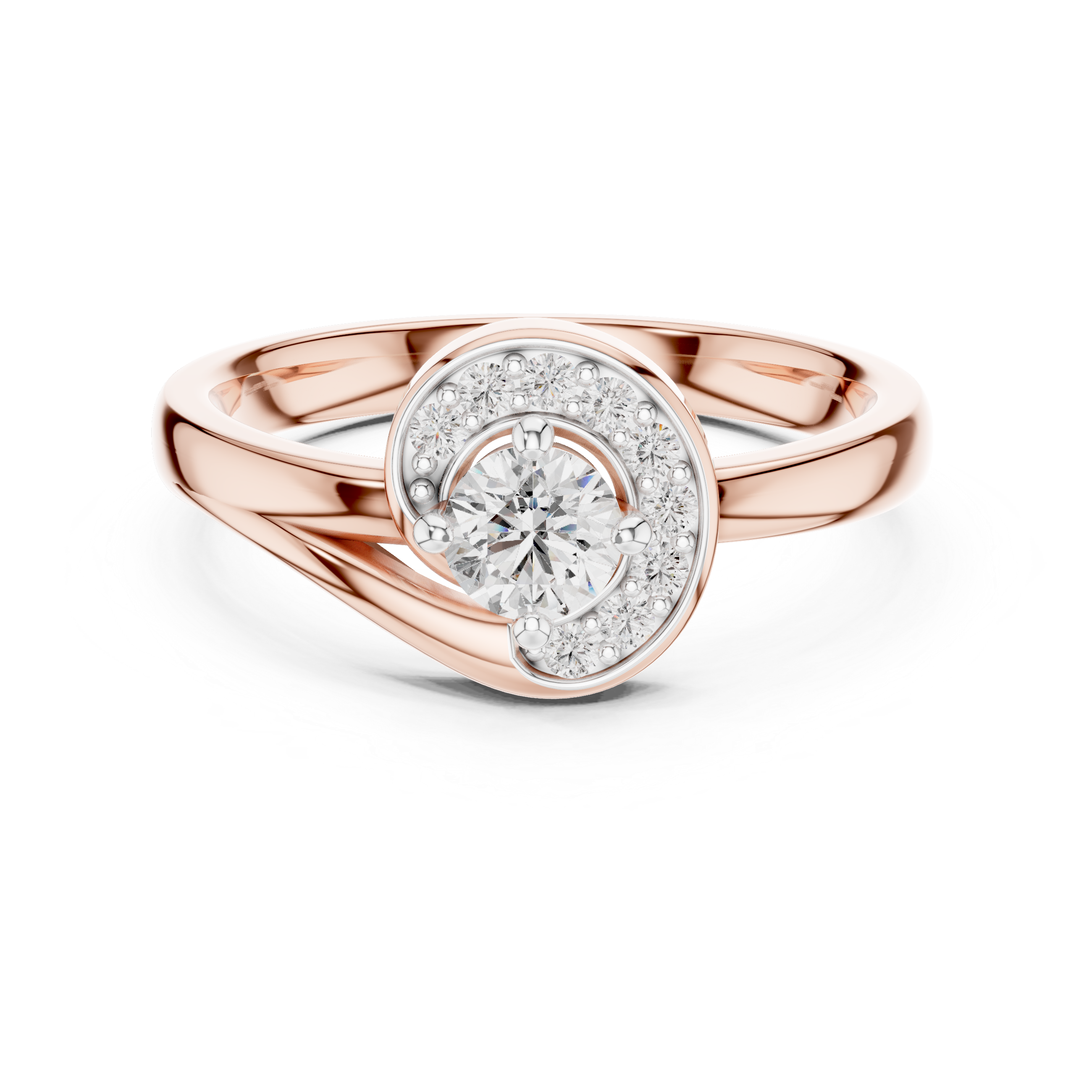 Round Halo Bypass Diamond Ring – Design 12#10007
