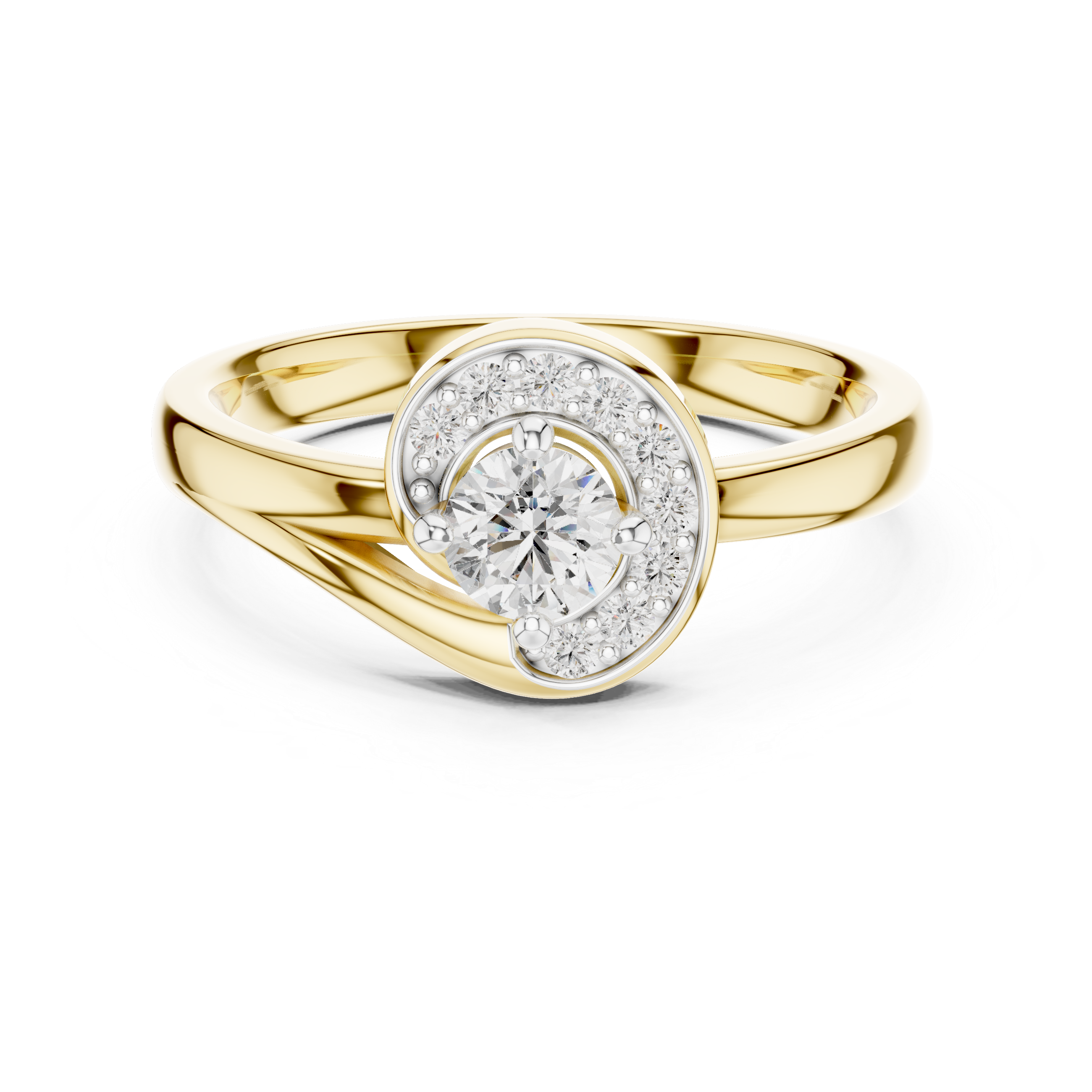 Round Halo Bypass Diamond Ring – Design 12#10007