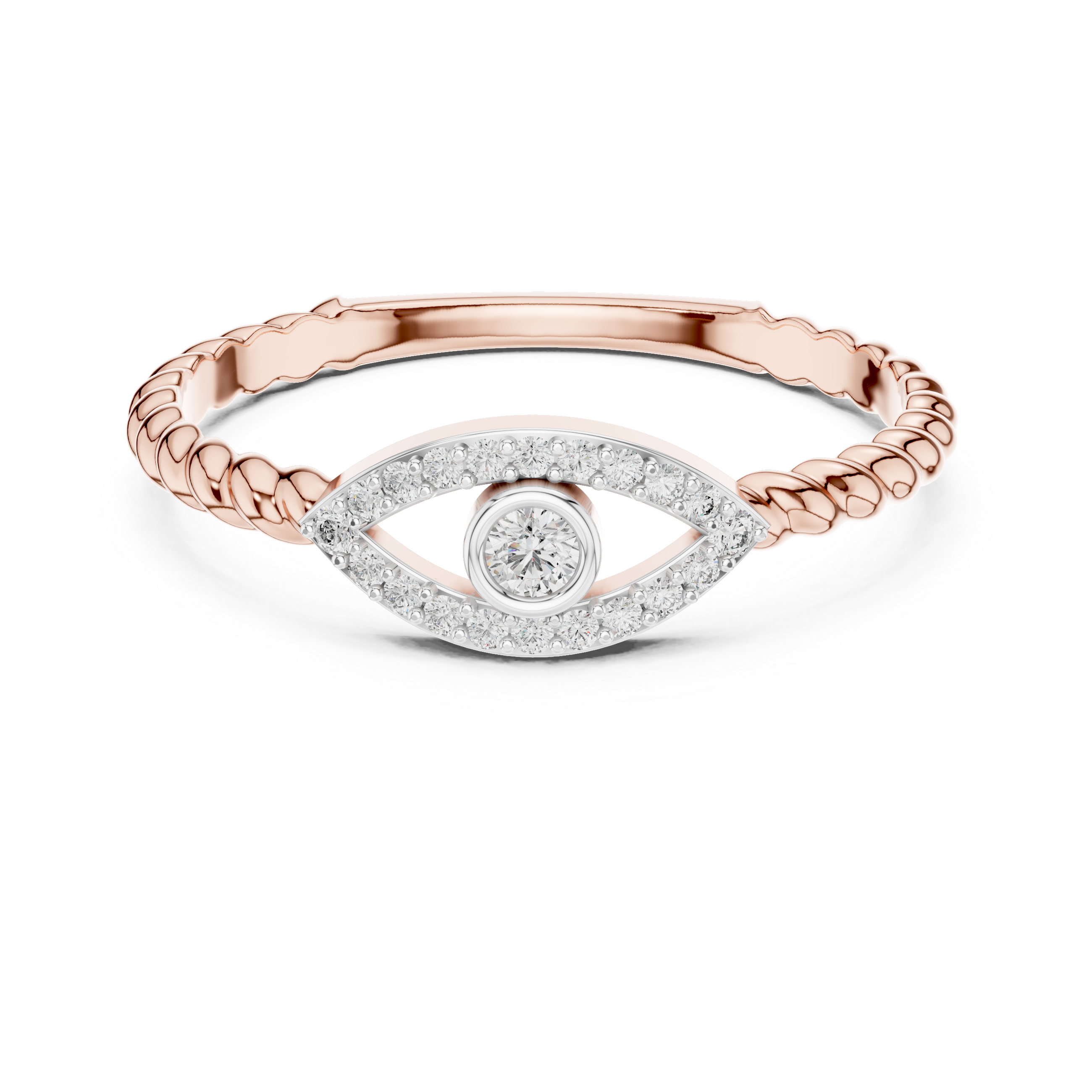 Diamond Evil Eye Twist Ring – Design 12#10014