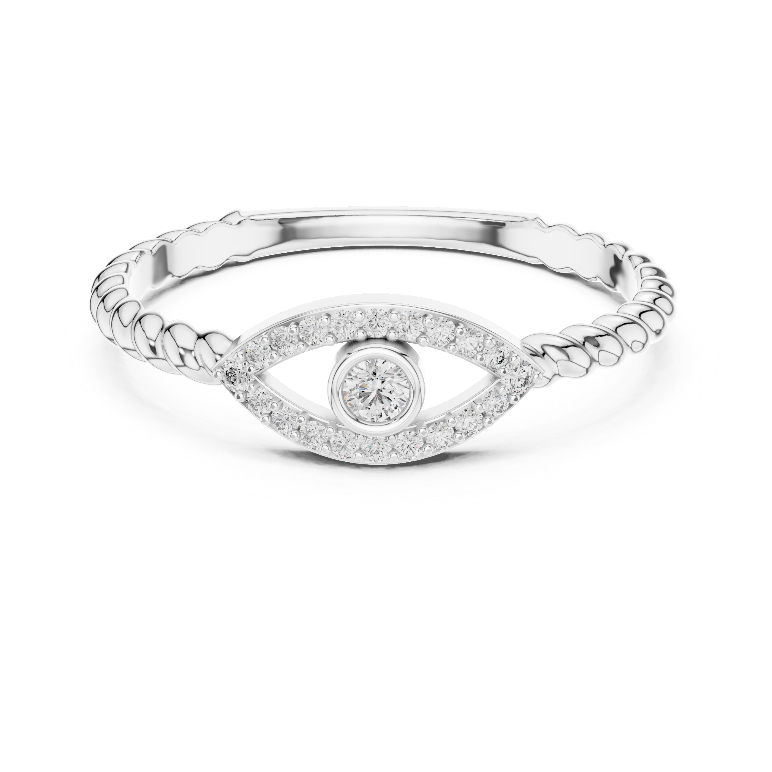 Diamond Evil Eye Twist Ring – Design 12#10014