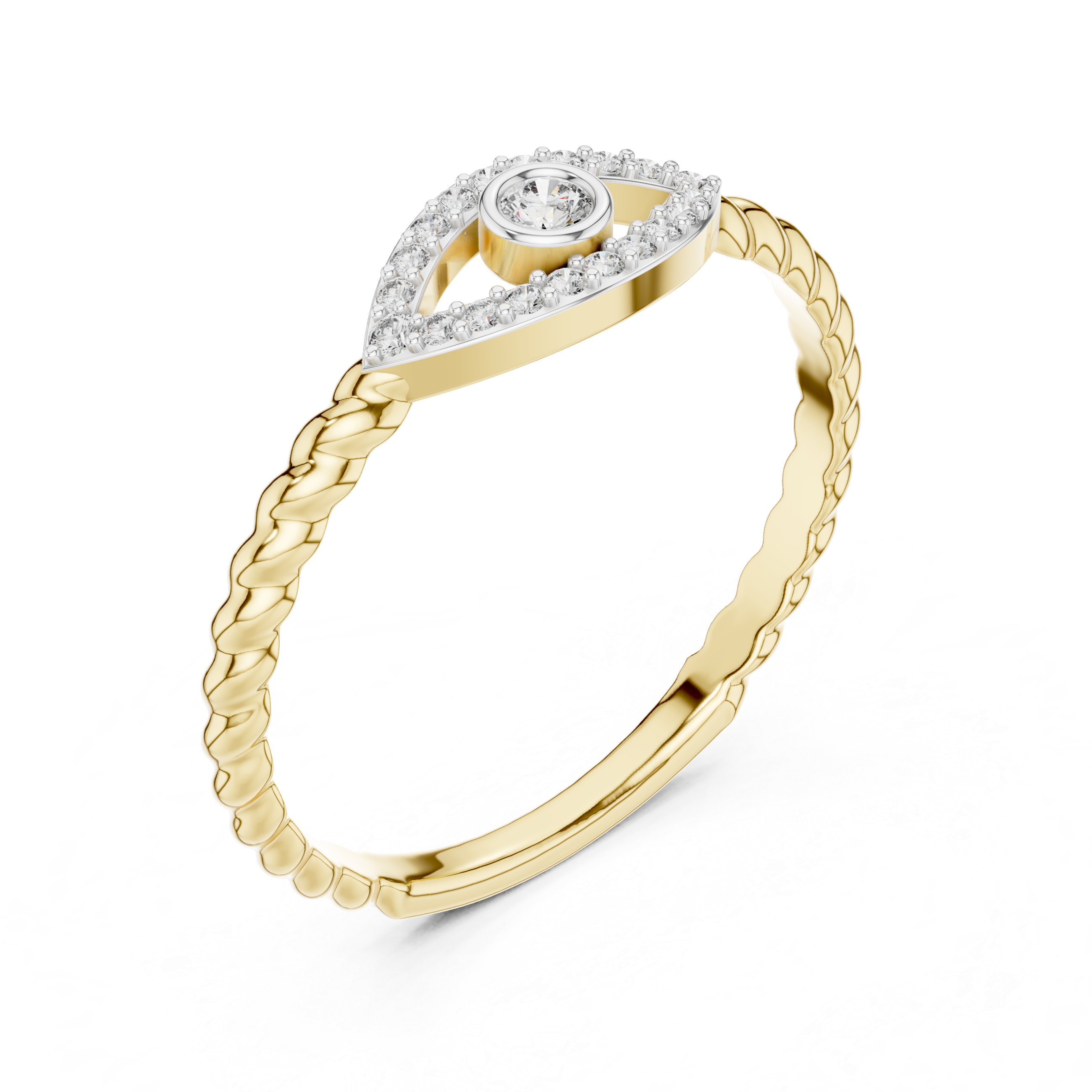 Diamond Evil Eye Twist Ring – Design 12#10014