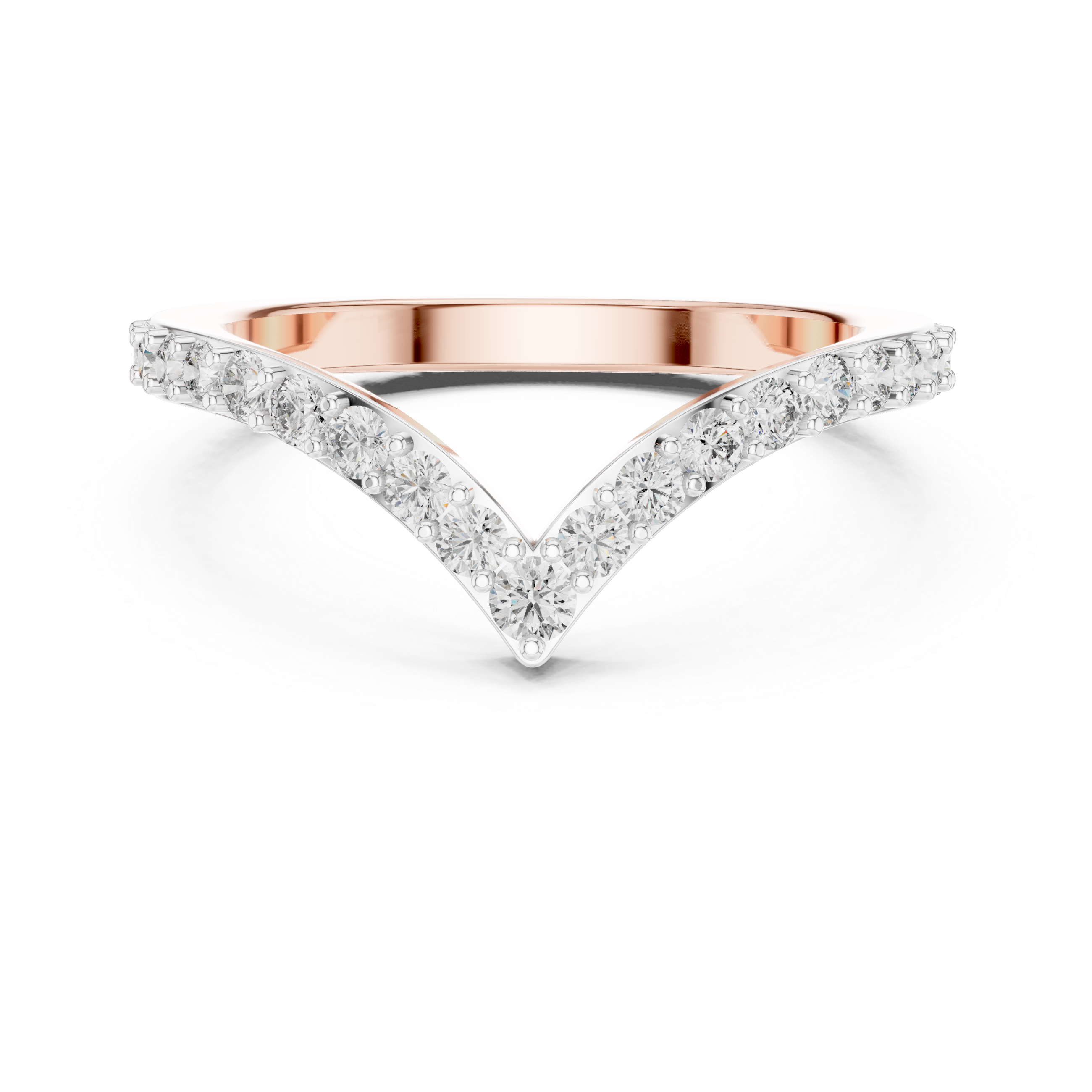Curved V-Shaped Diamond Wedding Band – Design 12#10018