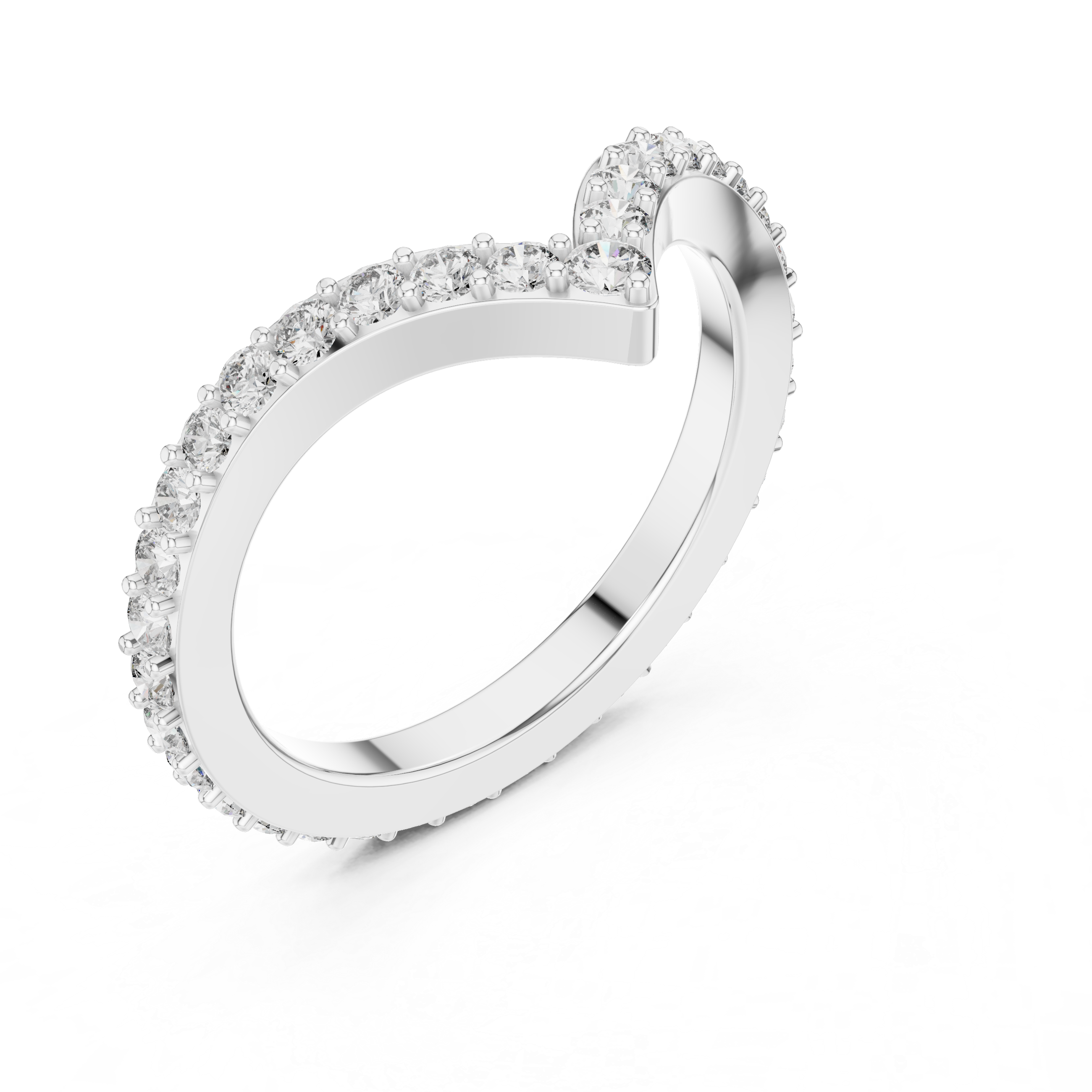 Curved V-Shaped Diamond Wedding Band – Design 12#10018