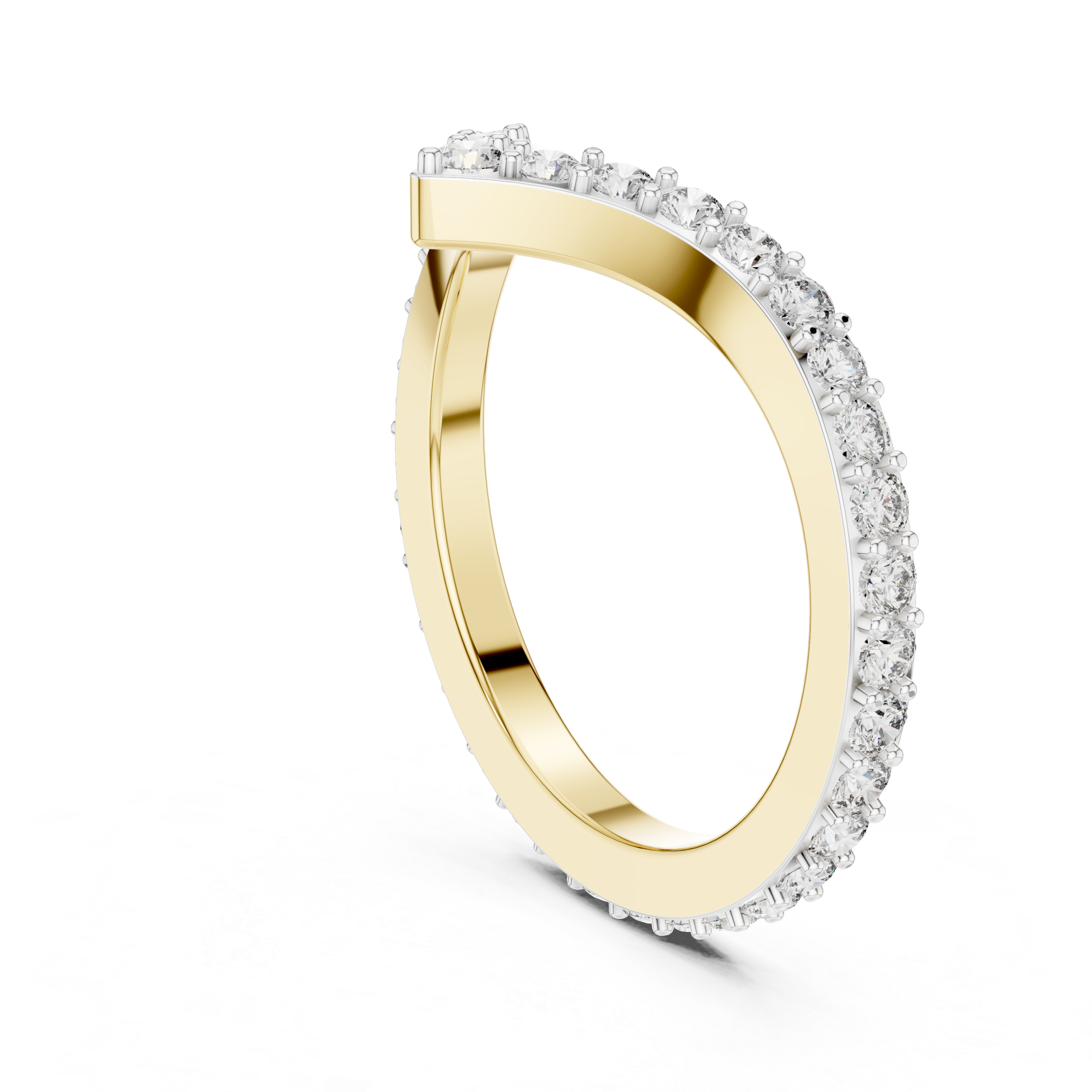 Curved V-Shaped Diamond Wedding Band – Design 12#10018