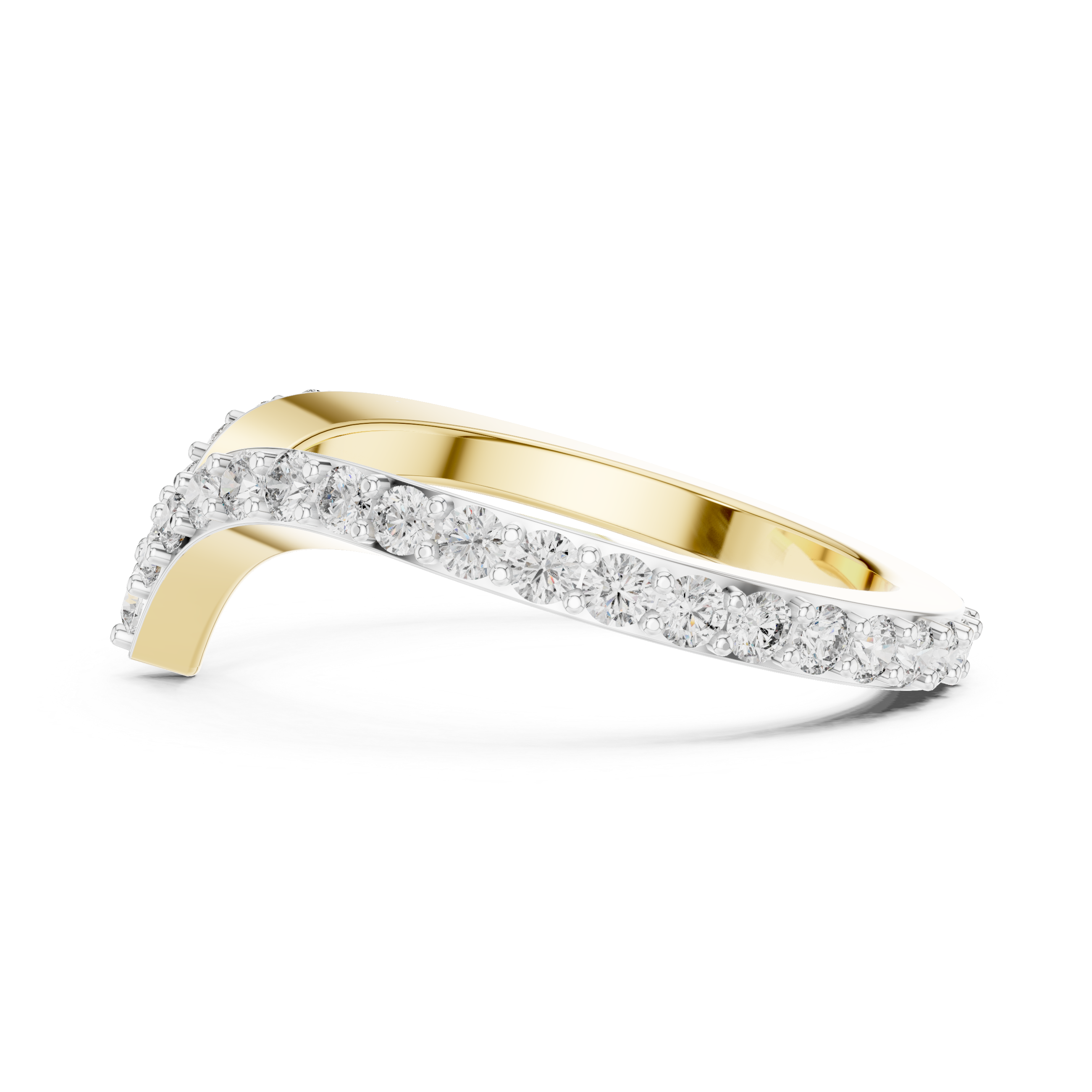 Curved V-Shaped Diamond Wedding Band – Design 12#10018