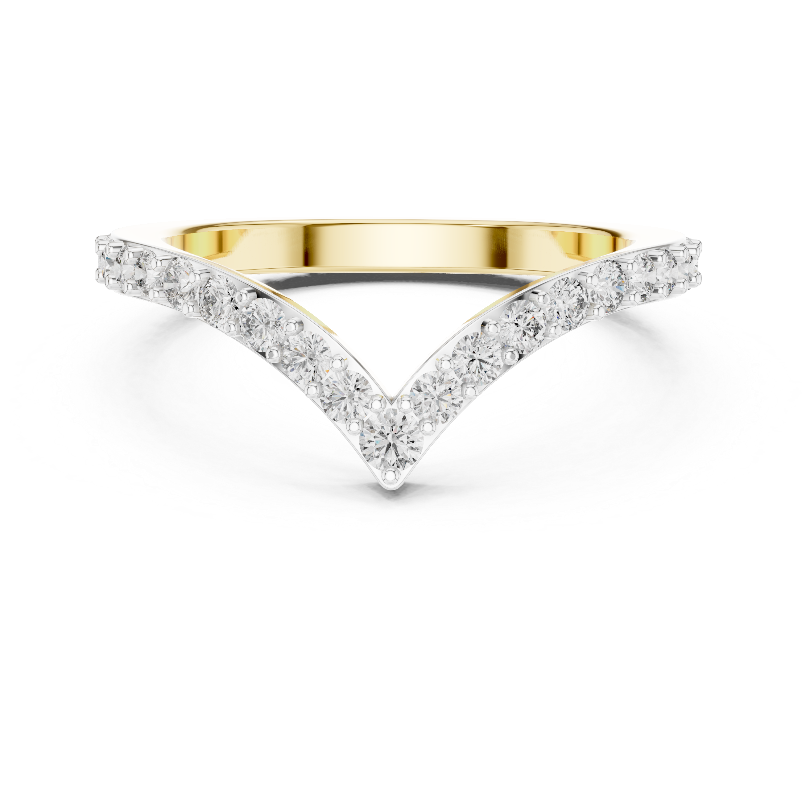 Curved V-Shaped Diamond Wedding Band – Design 12#10018