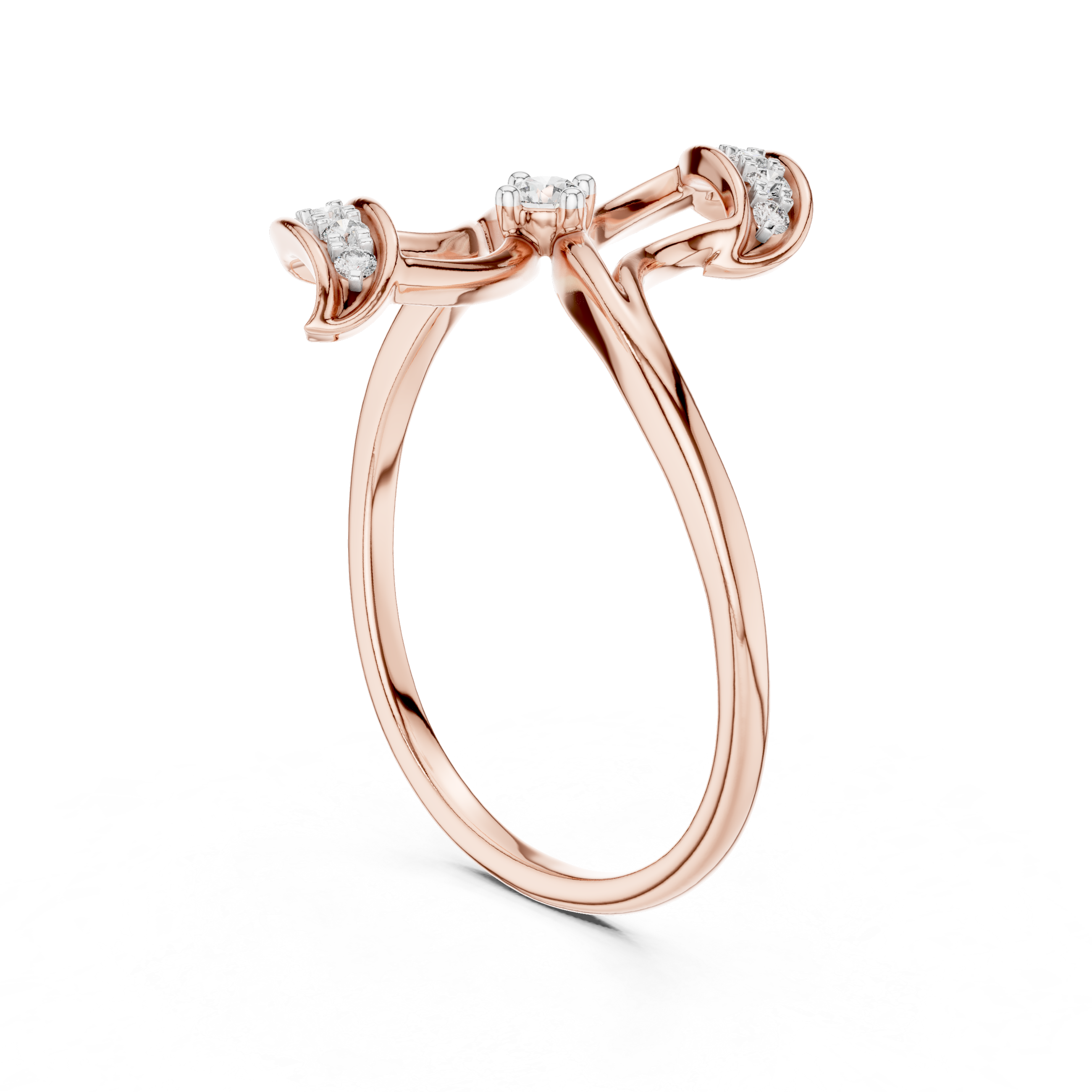 Diamond Ribbon Leaf Ring – Design 12#10040