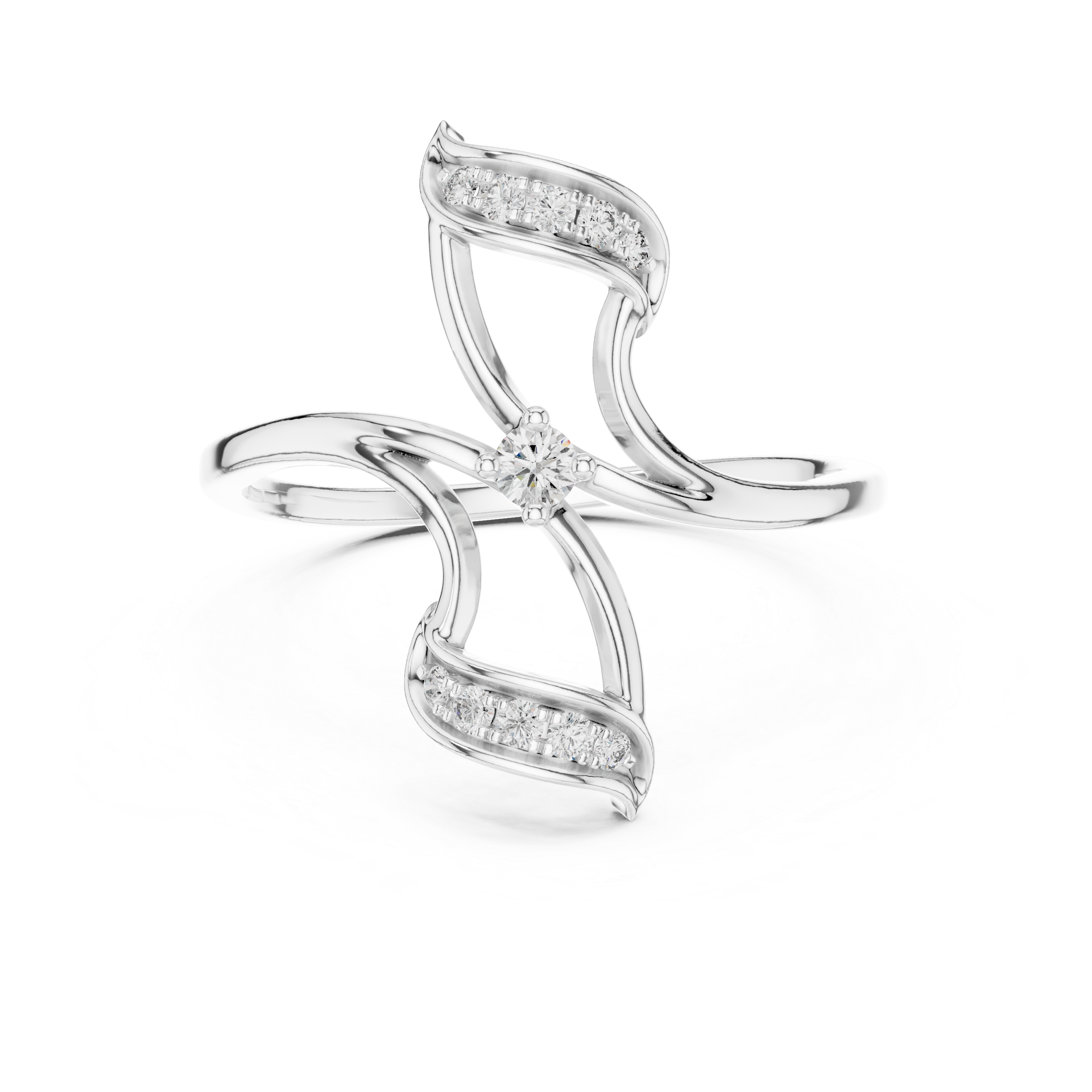 Diamond Ribbon Leaf Ring – Design 12#10040