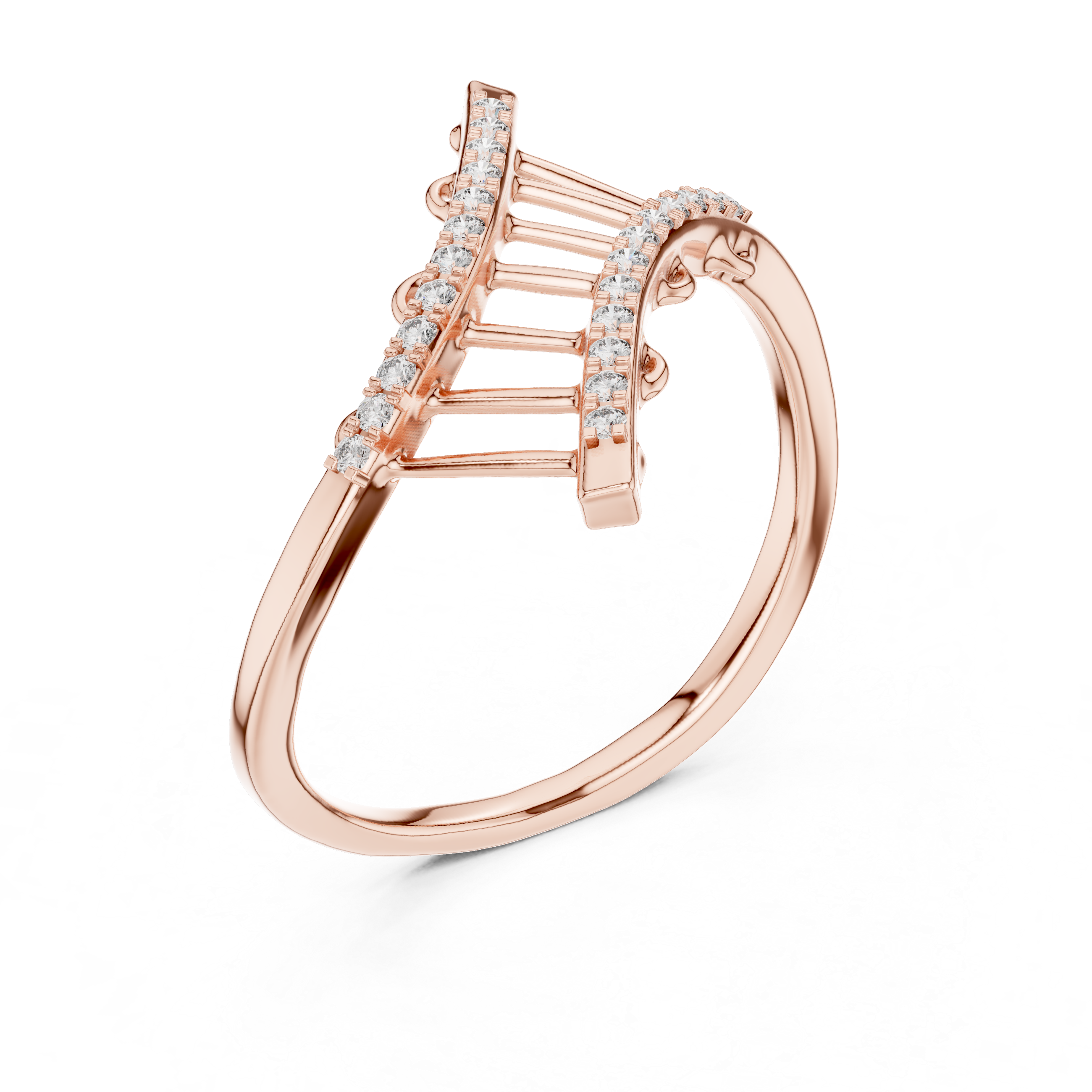Diamond Geometric Crossover Ring – Design 12#10042