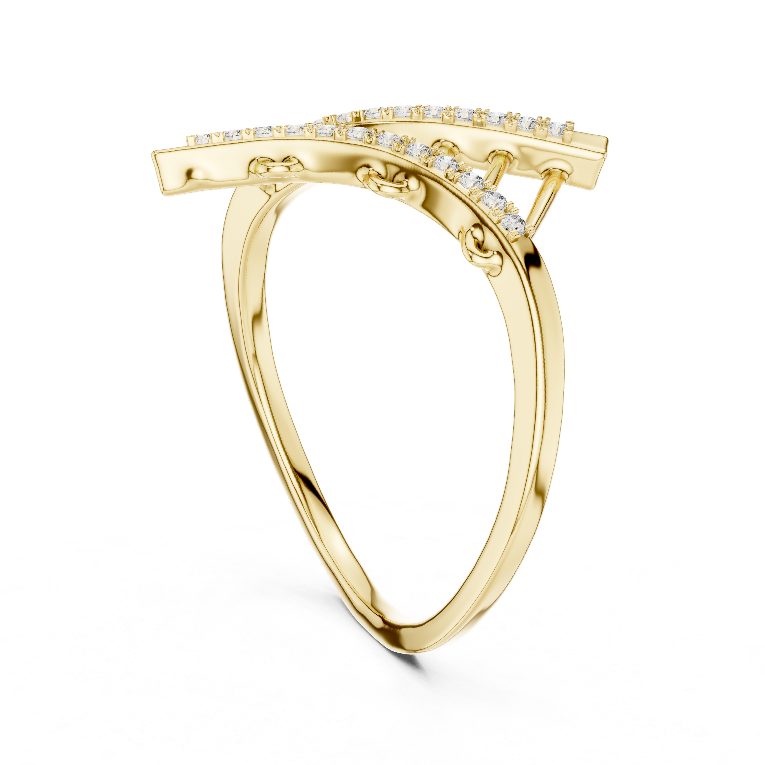 Diamond Geometric Crossover Ring – Design 12#10042