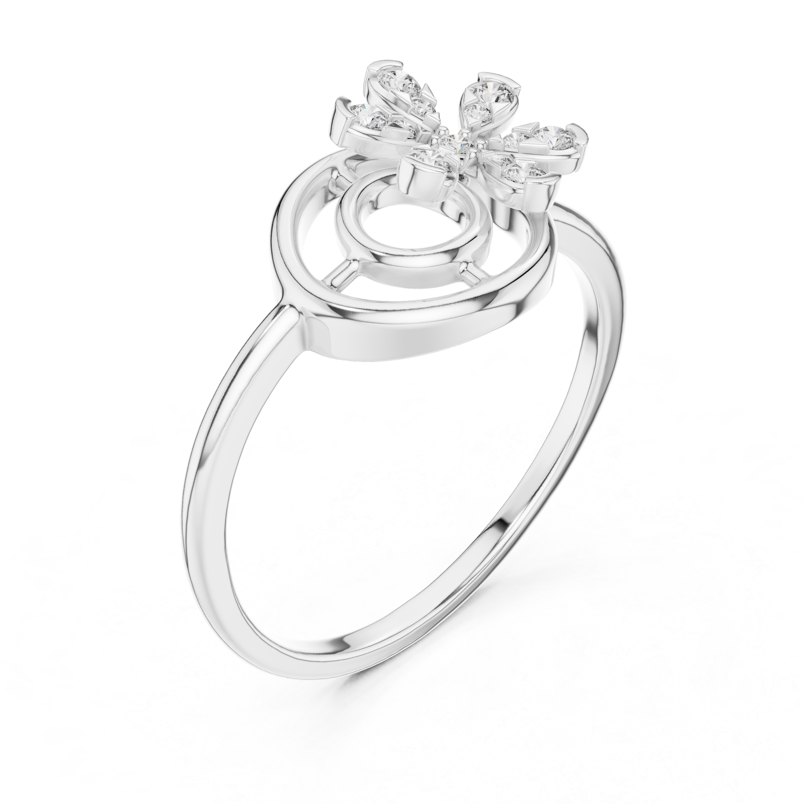 Diamond Floral Swirl Ring – Design 12#10043