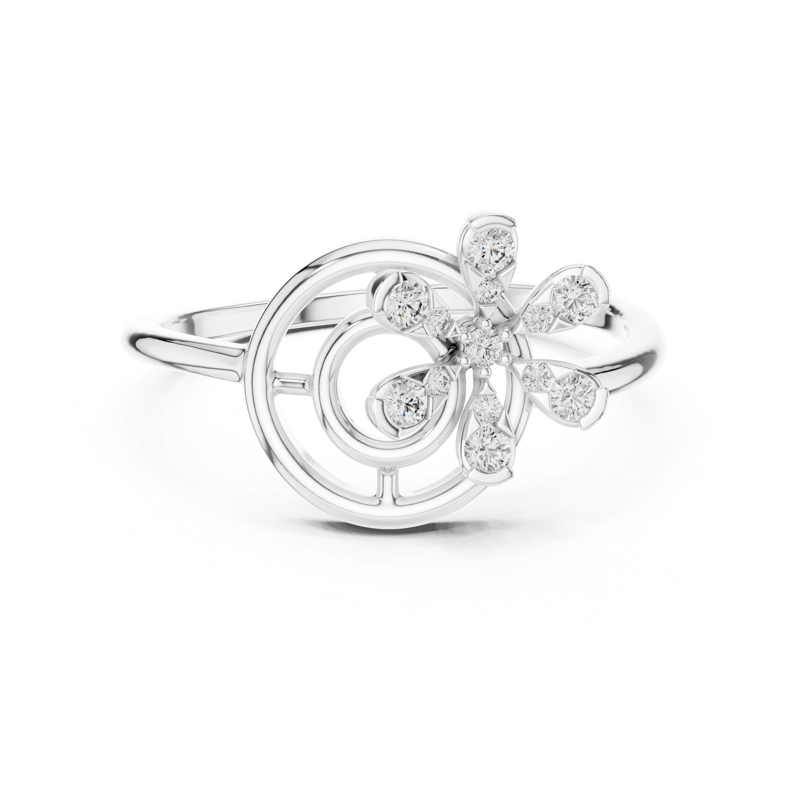 Diamond Floral Swirl Ring – Design 12#10043