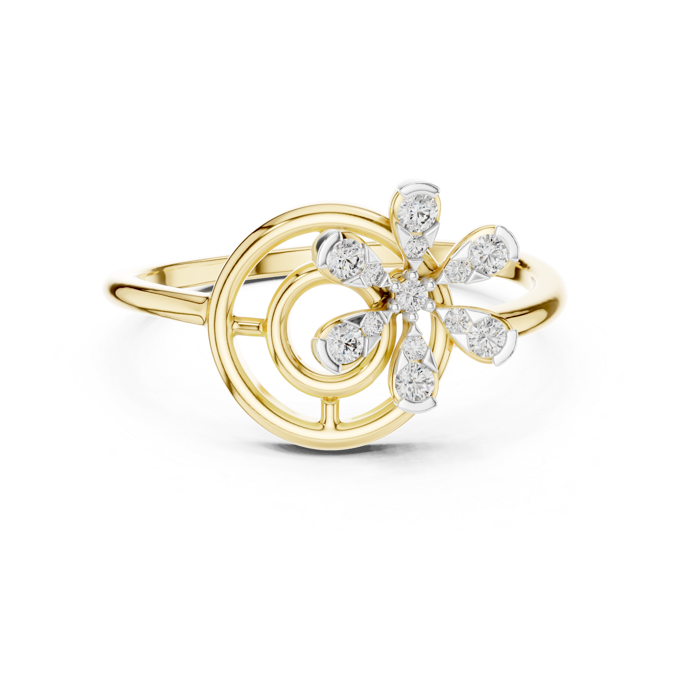 Diamond Floral Swirl Ring – Design 12#10043