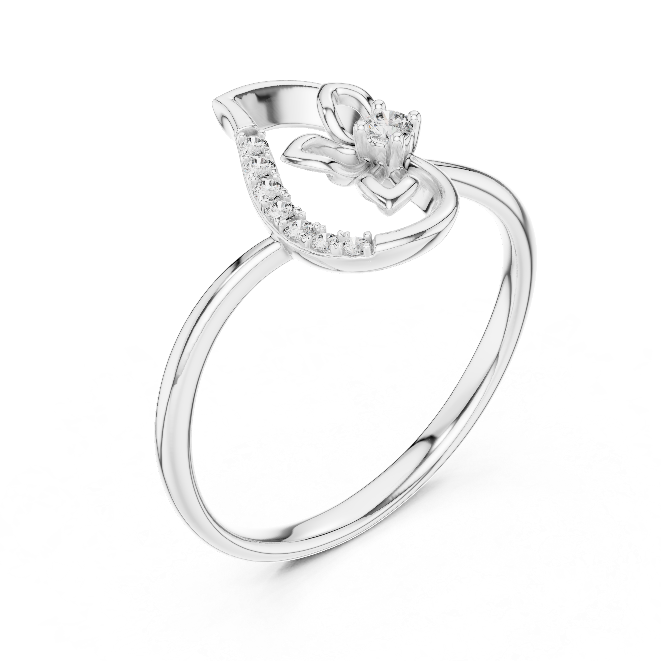 Diamond Paisley Flower Ring – Design 12#10045
