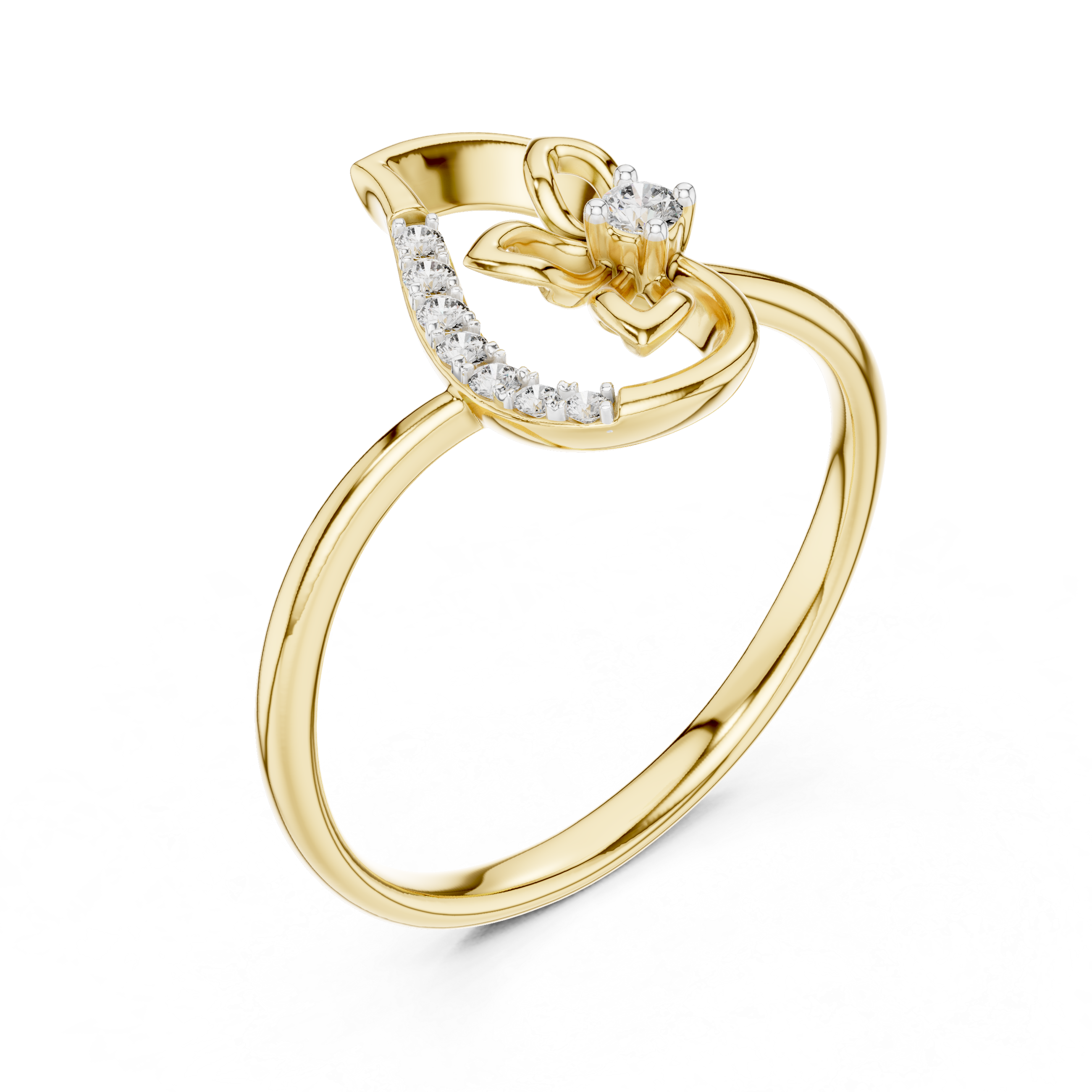 Diamond Paisley Flower Ring – Design 12#10045