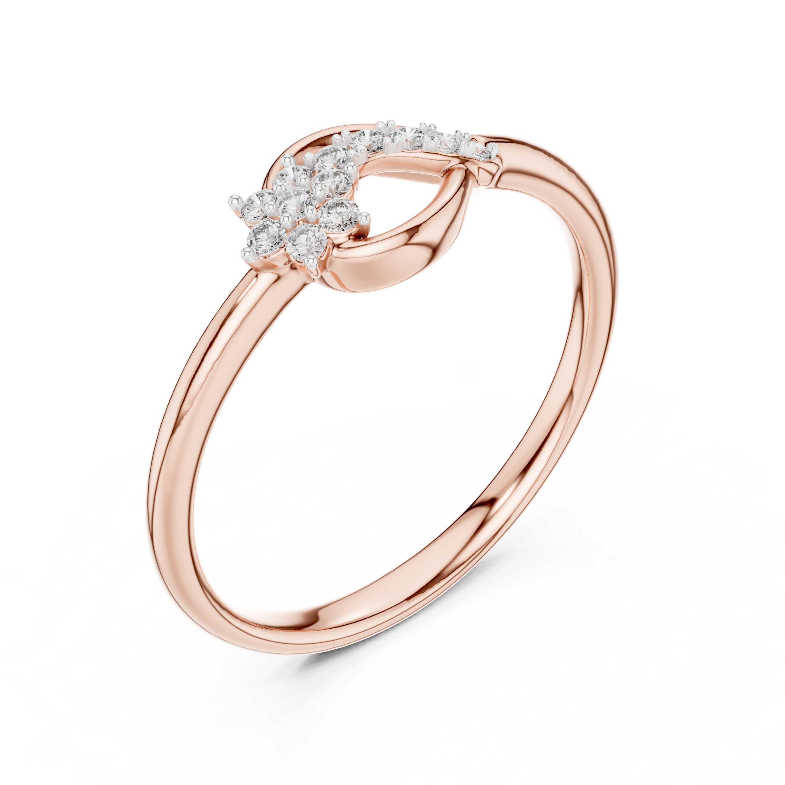 Diamond Floral Leaf Ring – Design 12#10046