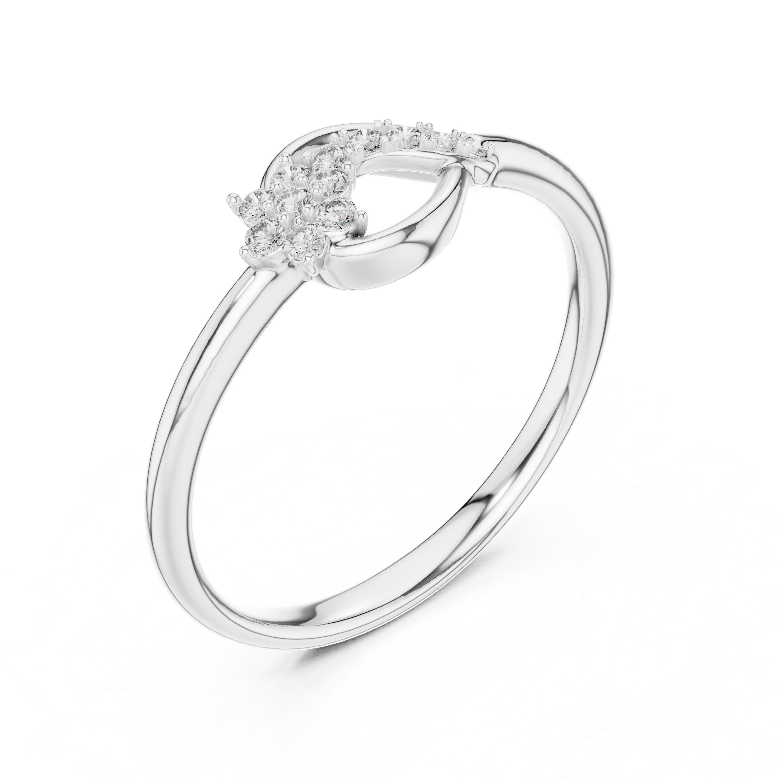 Diamond Floral Leaf Ring – Design 12#10046