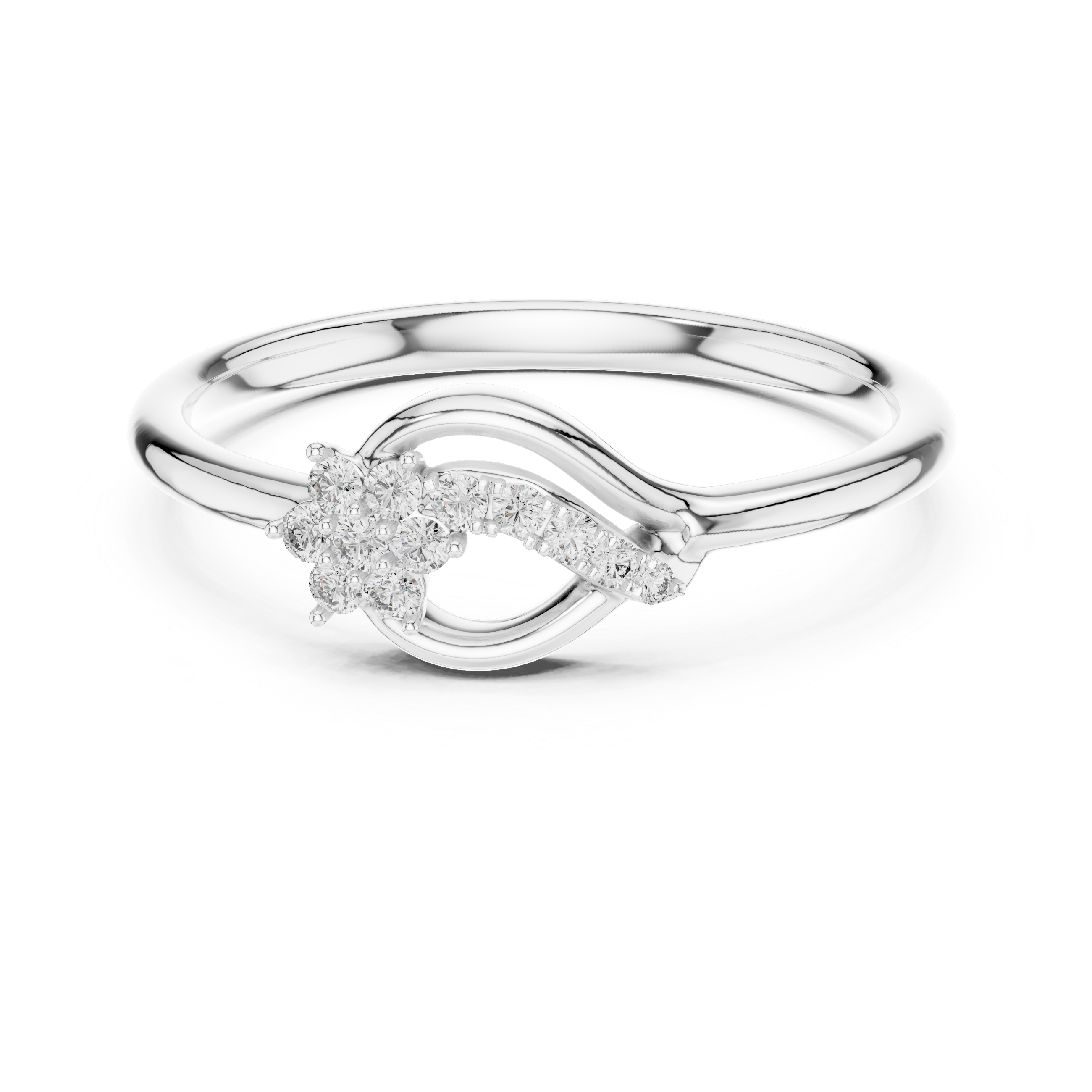 Diamond Floral Leaf Ring – Design 12#10046