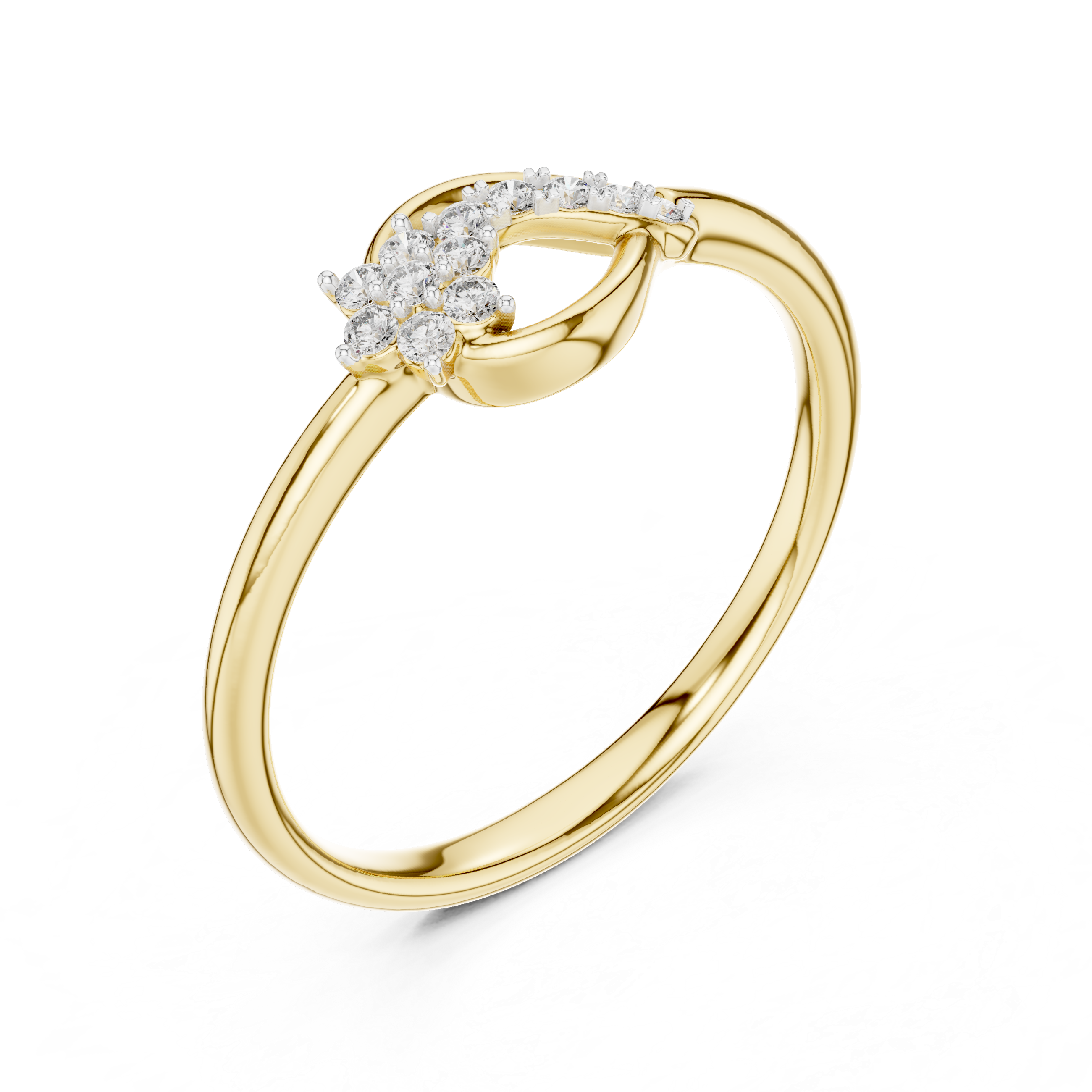 Diamond Floral Leaf Ring – Design 12#10046