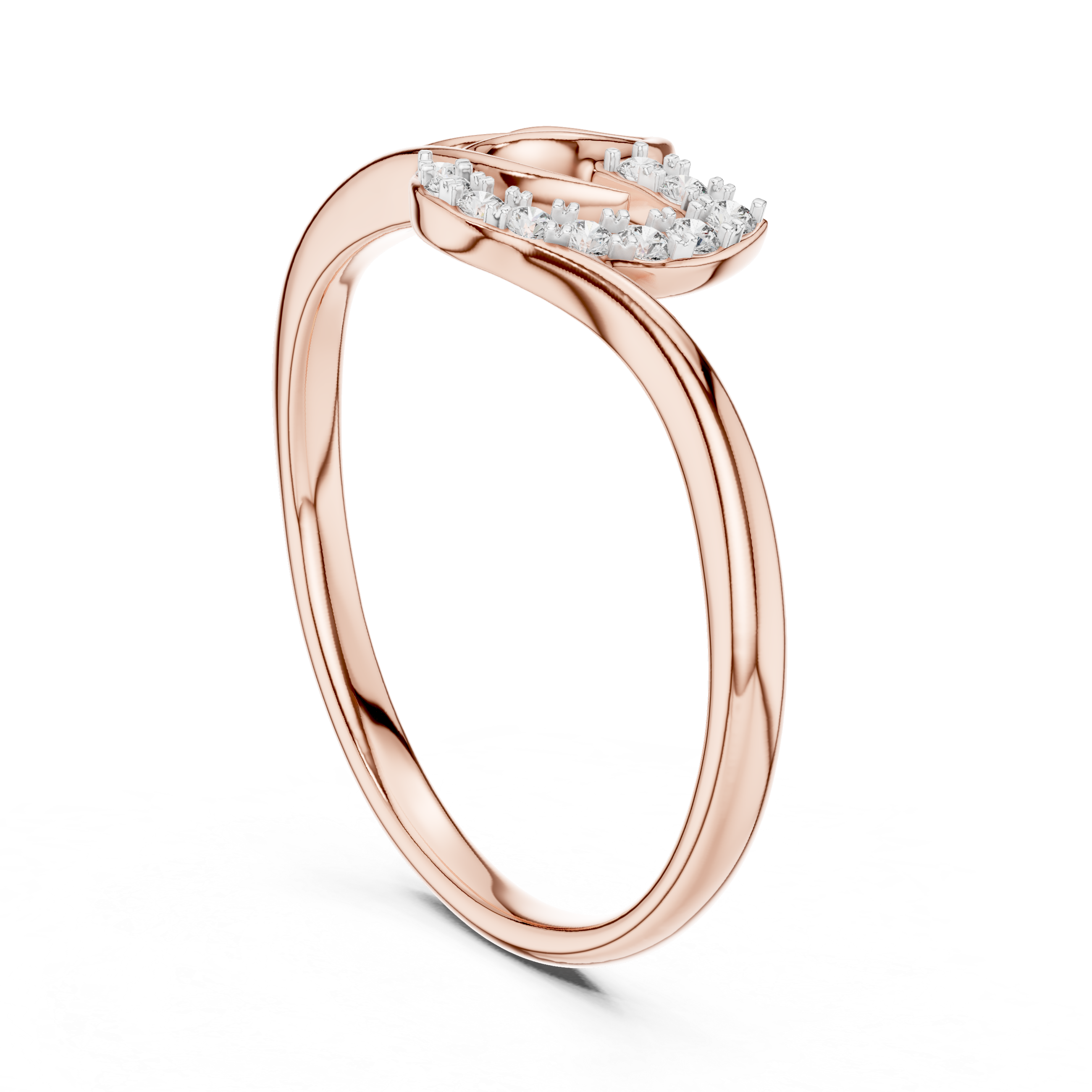 Diamond Layered Leaf Ring – Design 12#10047