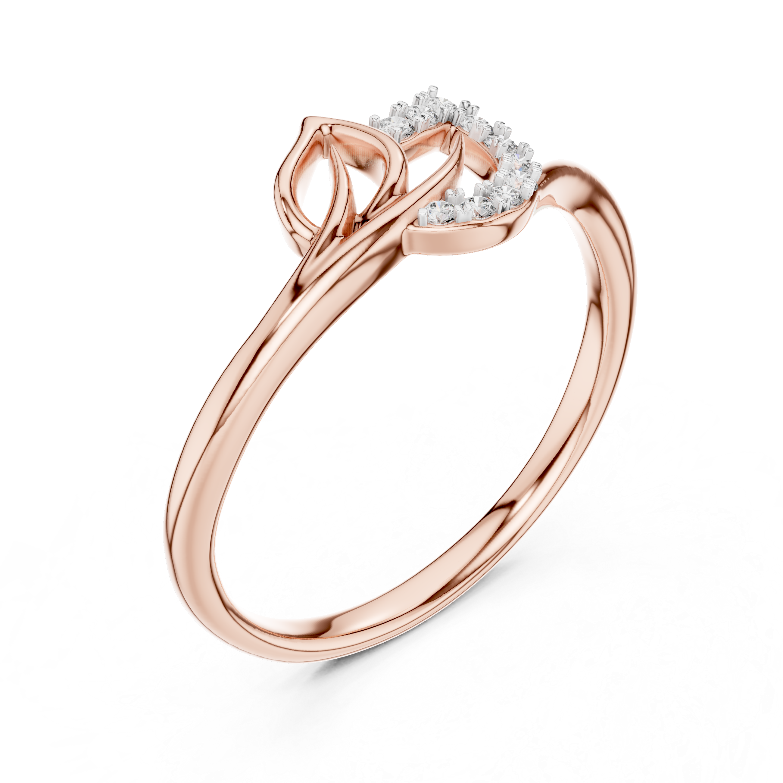 Diamond Layered Leaf Ring – Design 12#10047